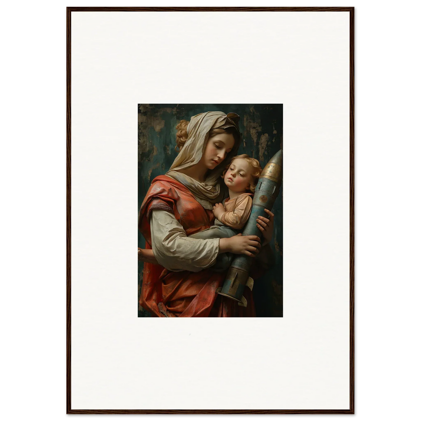 Framed wall art of a woman with a baby and staff, perfect for Aedel Composure room decor