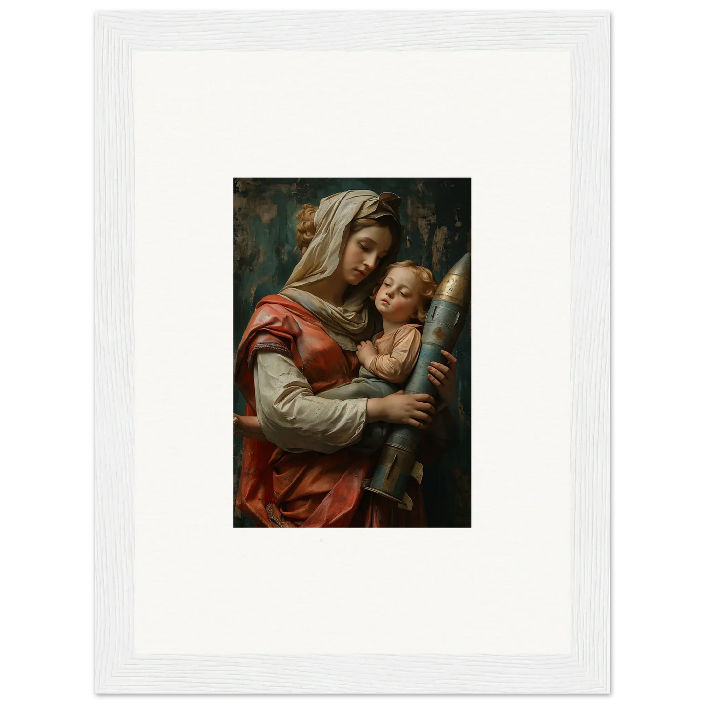 Framed wall art of a woman and infant for Aedel Composure room decor