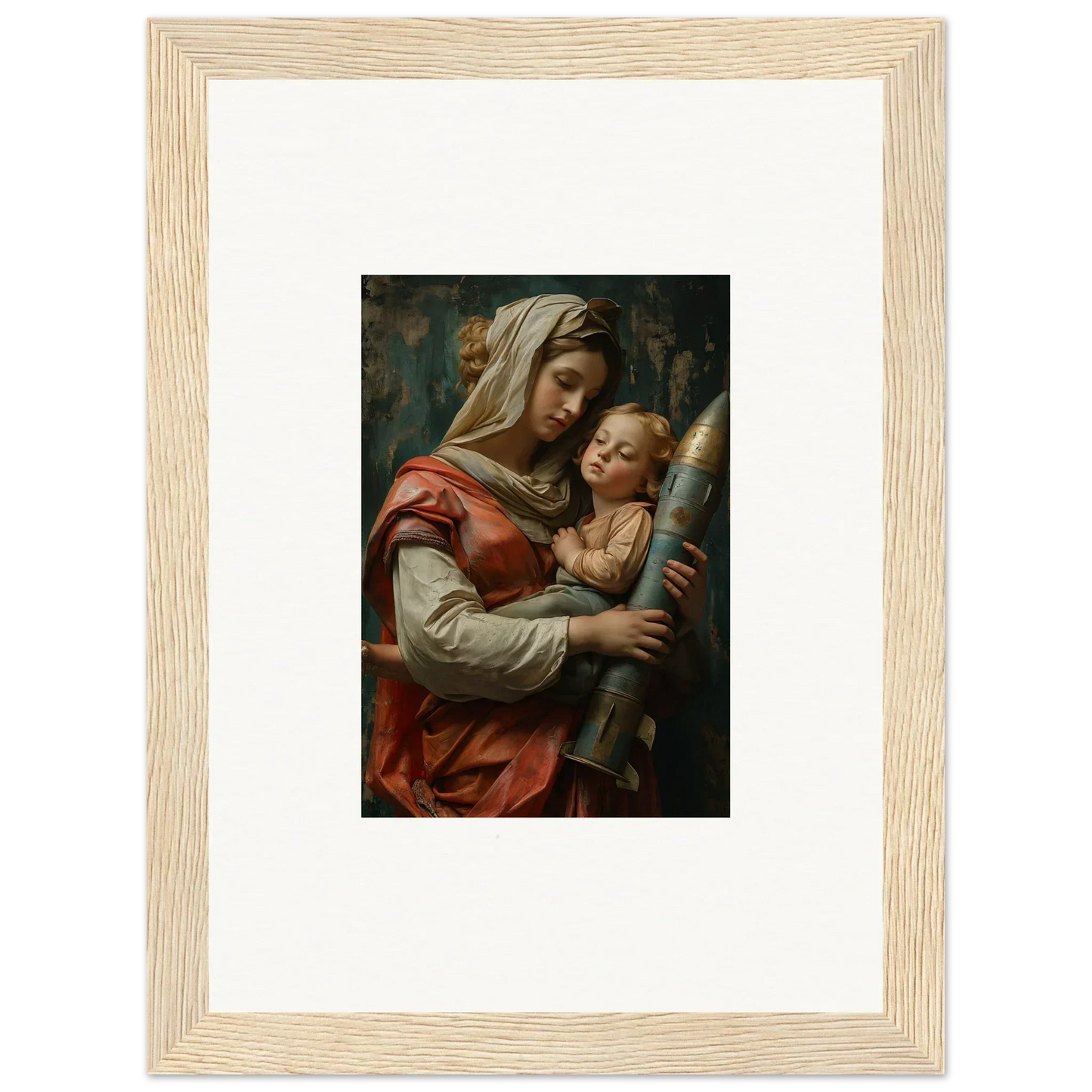 Framed wall art of a woman with a baby, embodying Aedel Composure for elegant room decor