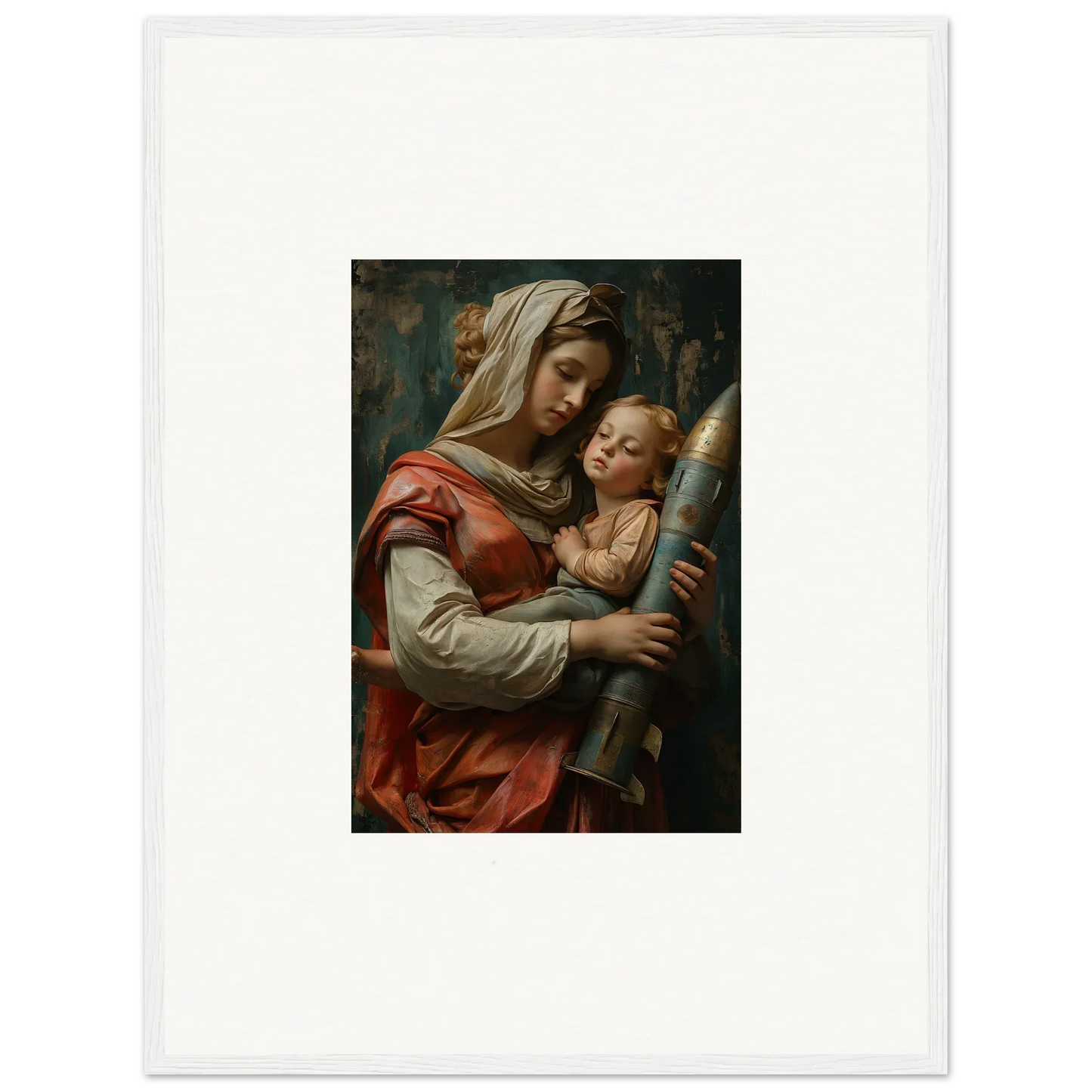 Classical painting of a woman with baby and staff for Aedel Composure room decor