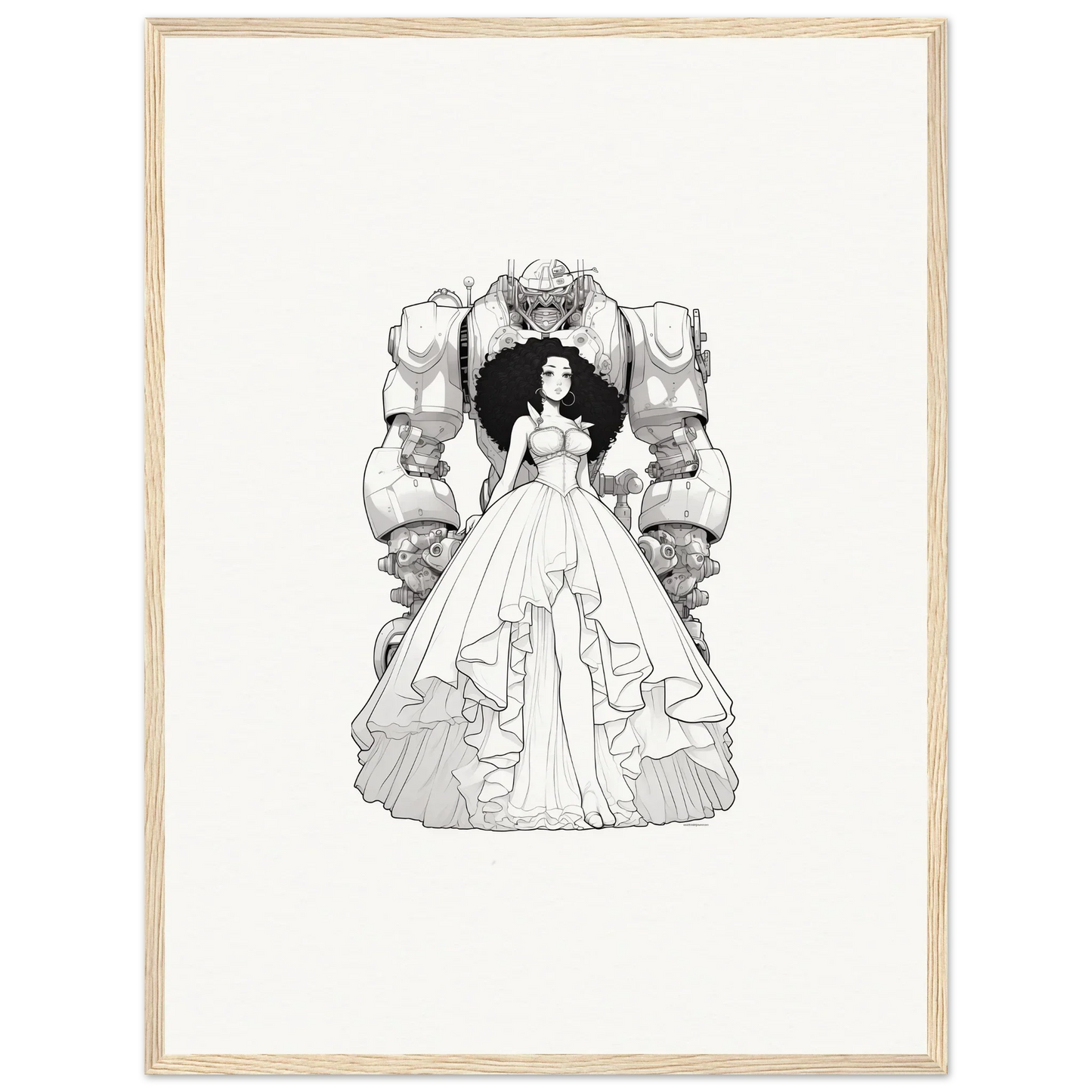 Black and white illustration of a woman in a gown for Fables Aflame canvas print decor