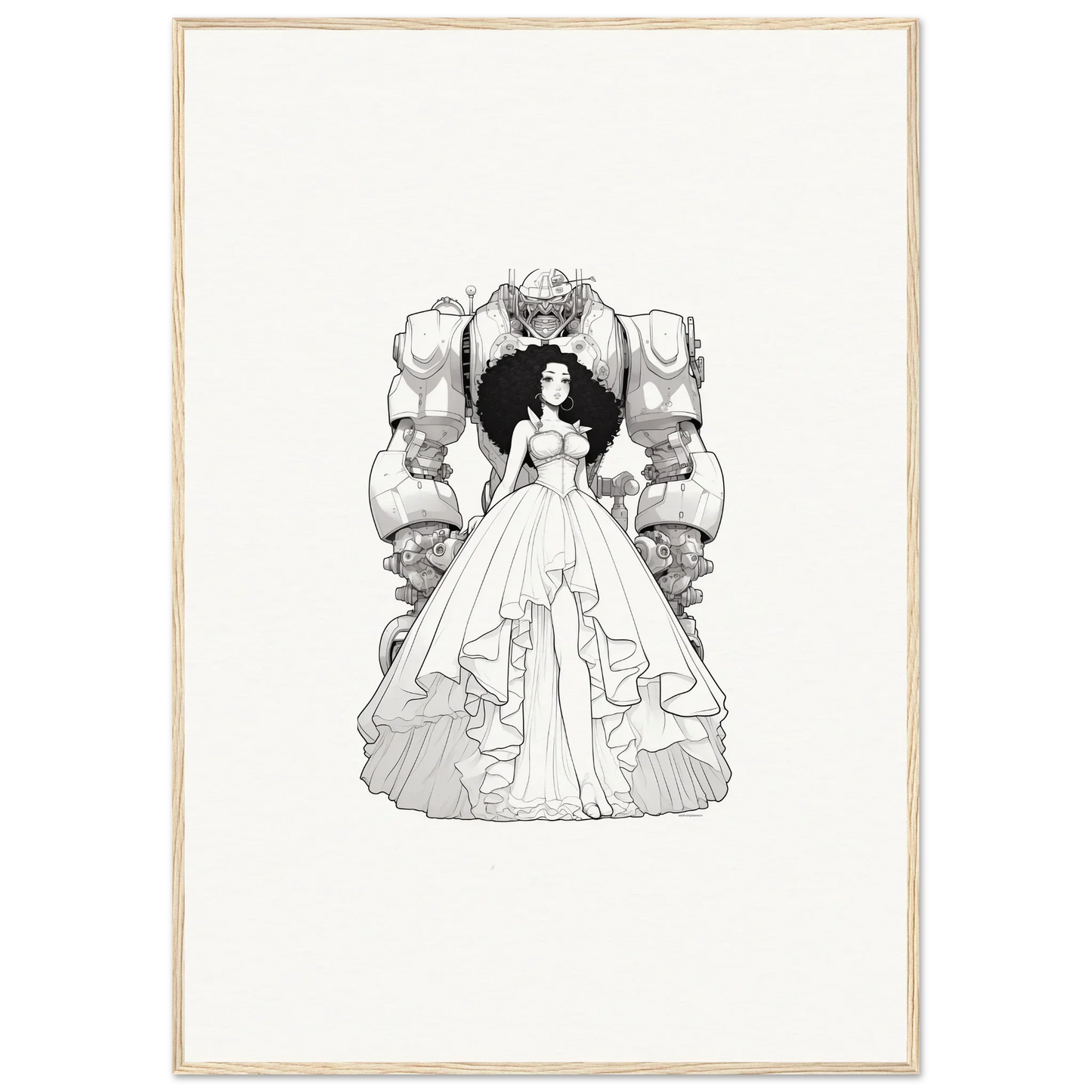 Black and white canvas print of a woman in ball gown for fables aflame room decoration