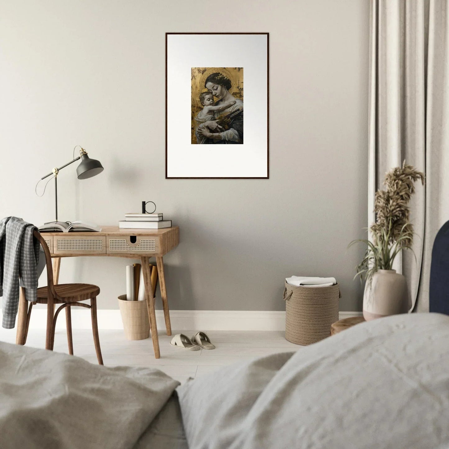 Framed canvas print of a koala in Melancholy’s Velvet Embrace for cool room decoration