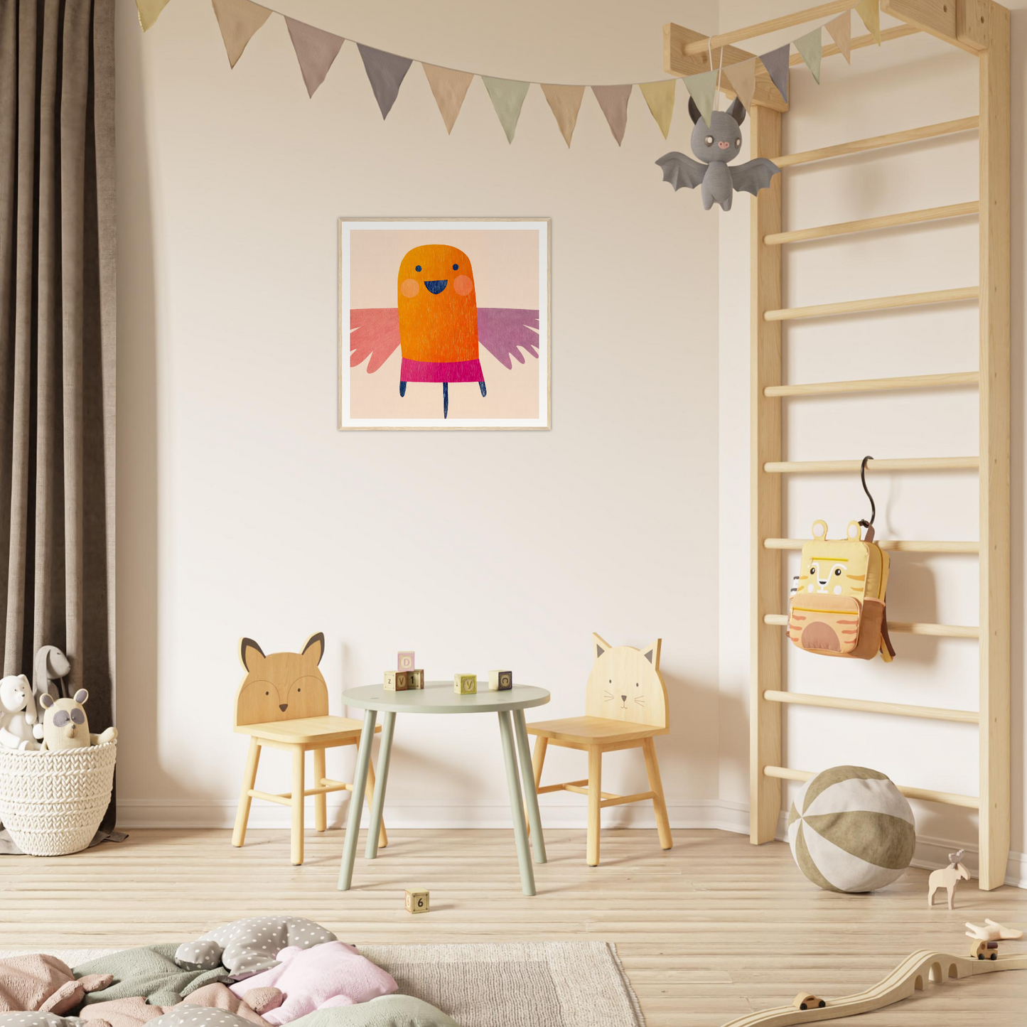 Children’s play area featuring Midflight Reverie themed animal chairs and round table