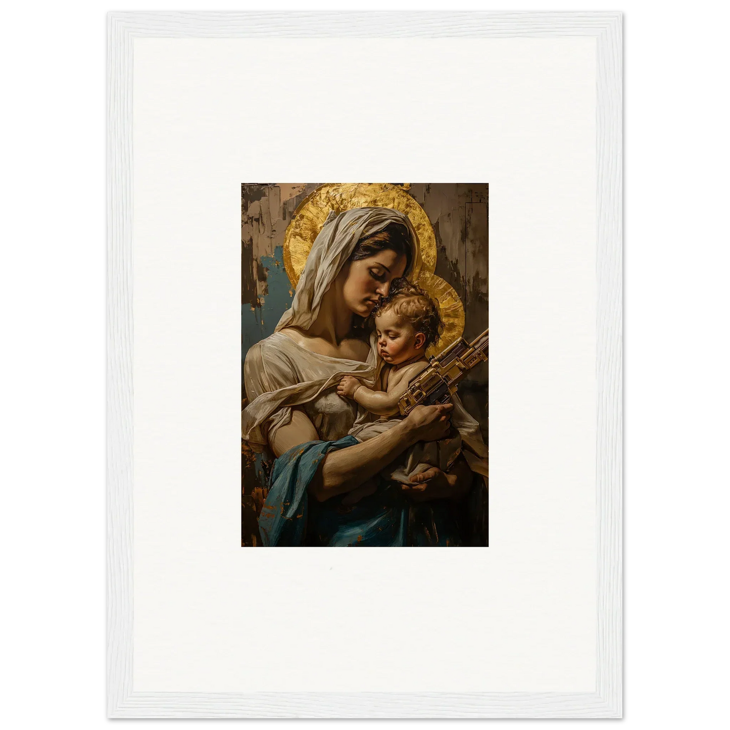 Framed wall art of holy mandala with woman and baby, perfect room decor piece