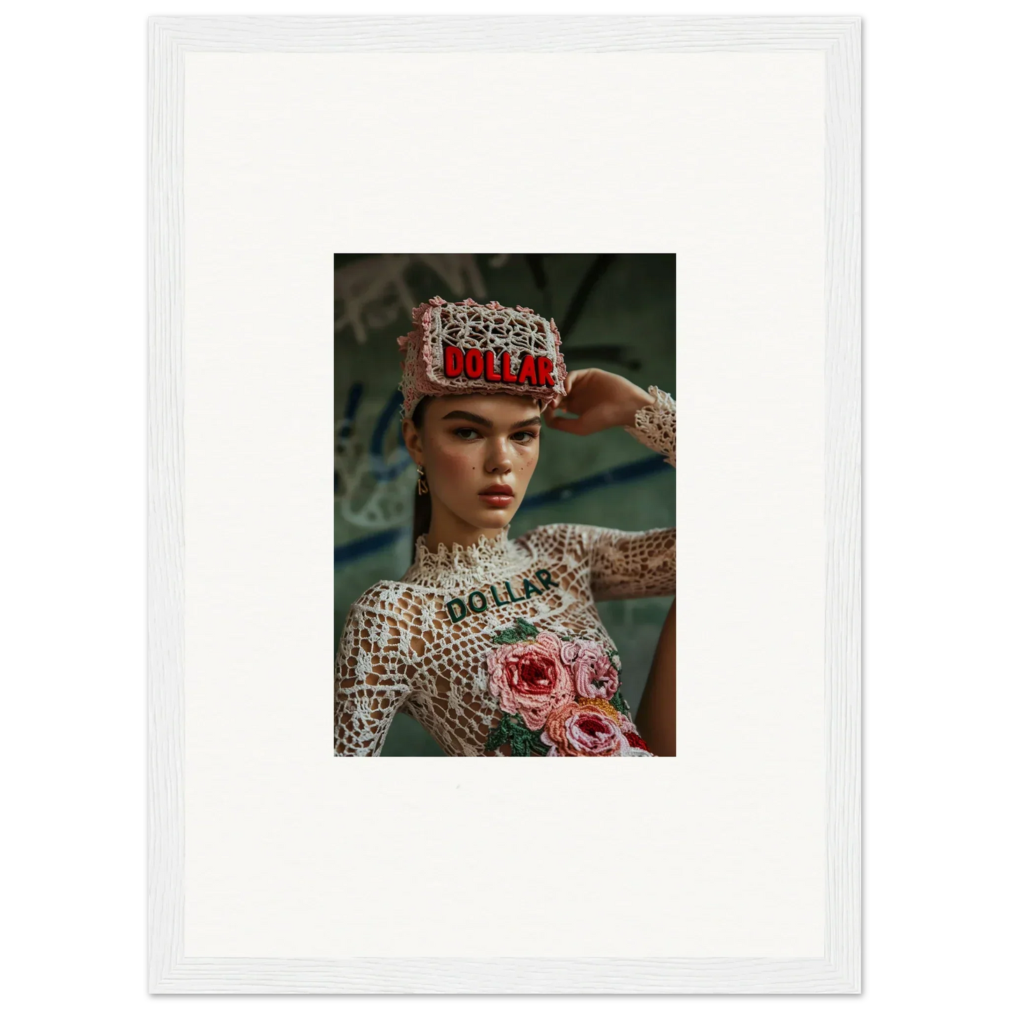 Framed wall art of a person in ornate headpiece, ideal for Monet Bliss room decor