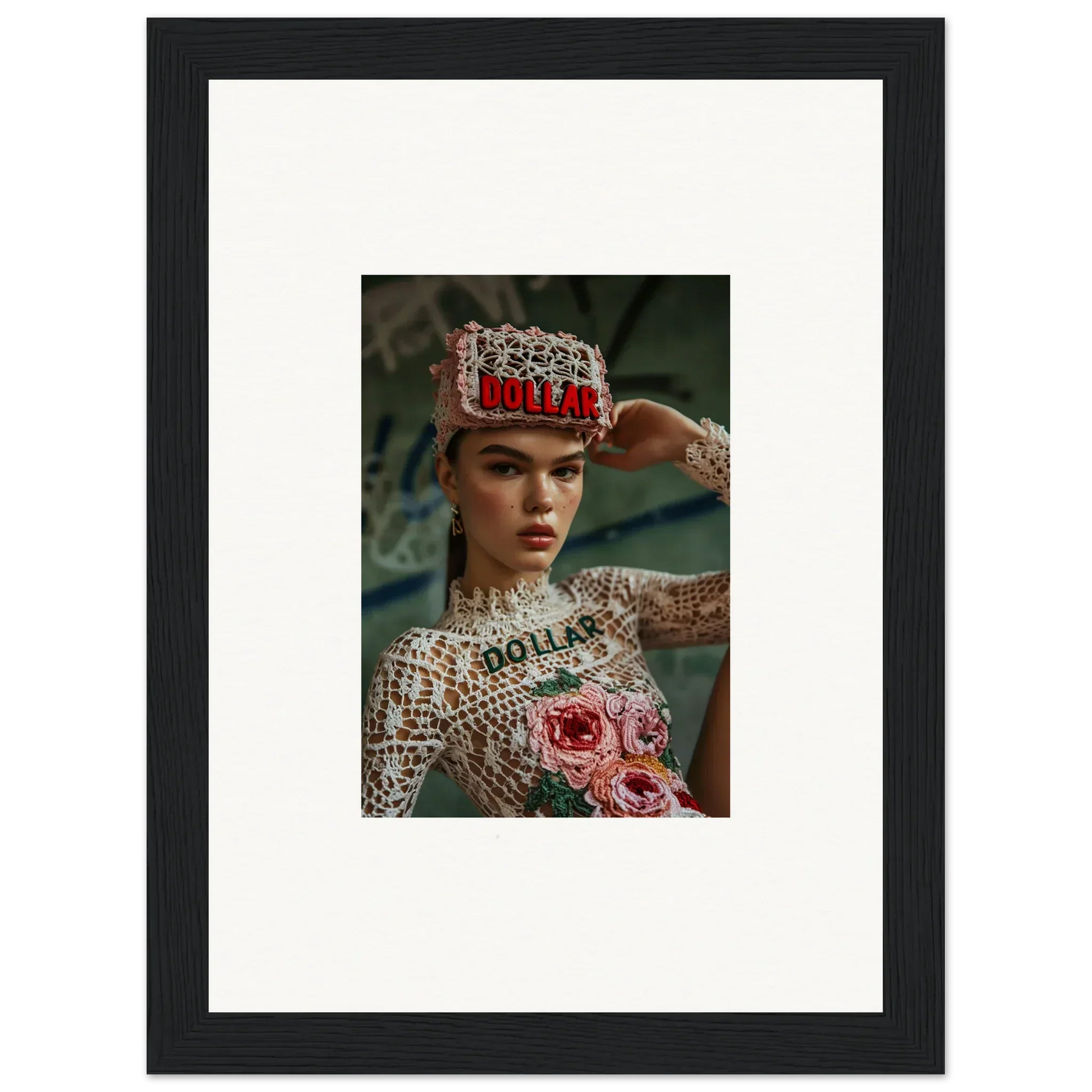 Framed wall art featuring a person in an ornate outfit with ROLLA text for Monet Bliss room decor