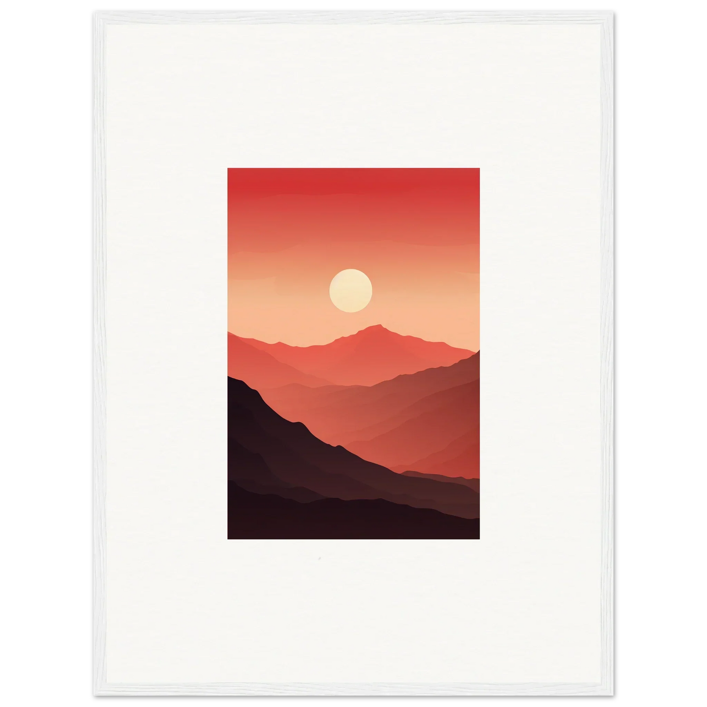 Minimalist mountains at sunset canvas print for stylish room decoration with crimson vibrations
