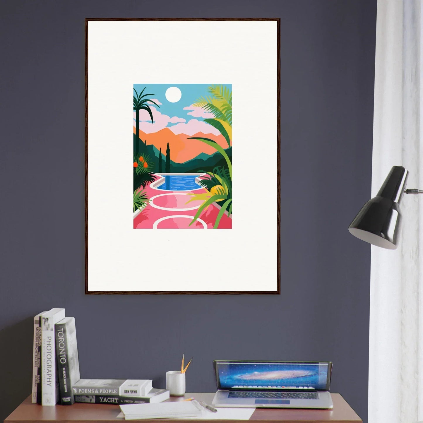 Colorful tropical landscape canvas print for room decoration, Sunset Epiphany art