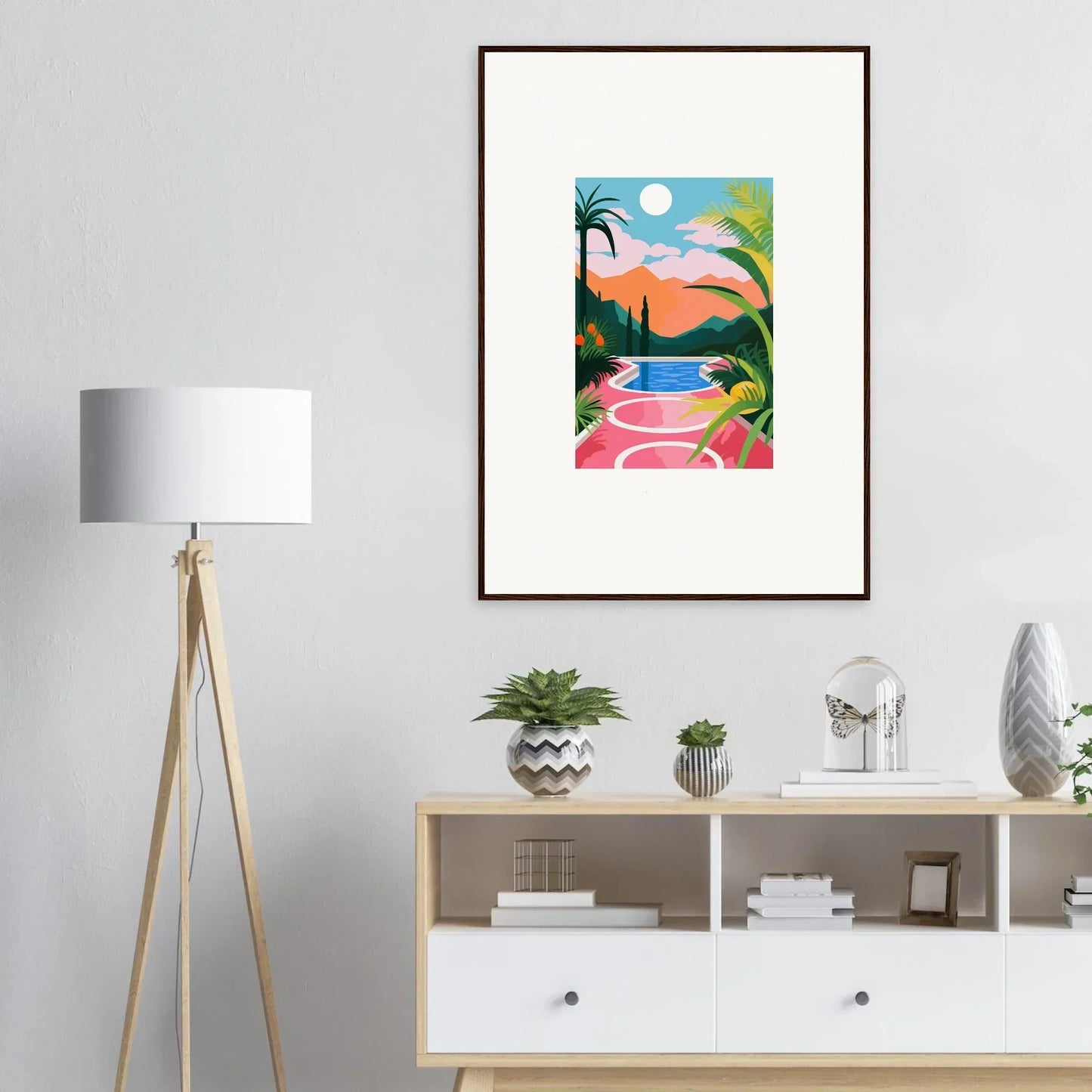 Colorful tropical landscape canvas print perfect for room decoration and sunset epiphany vibes