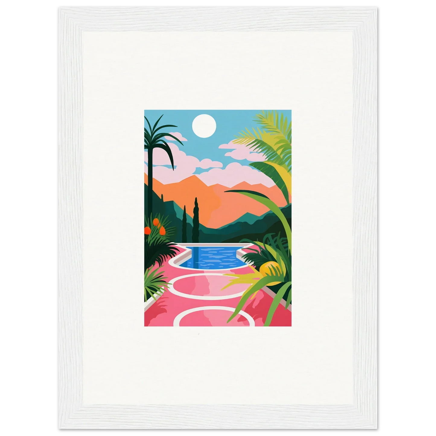 Colorful Mystic Sunset Epiphany canvas print for vibrant room decoration with palm trees