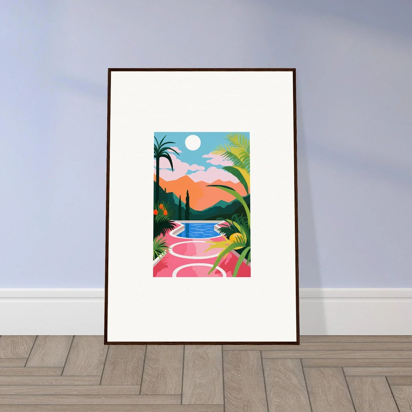 Colorful canvas print of a tropical sunset epiphany for vibrant room decoration