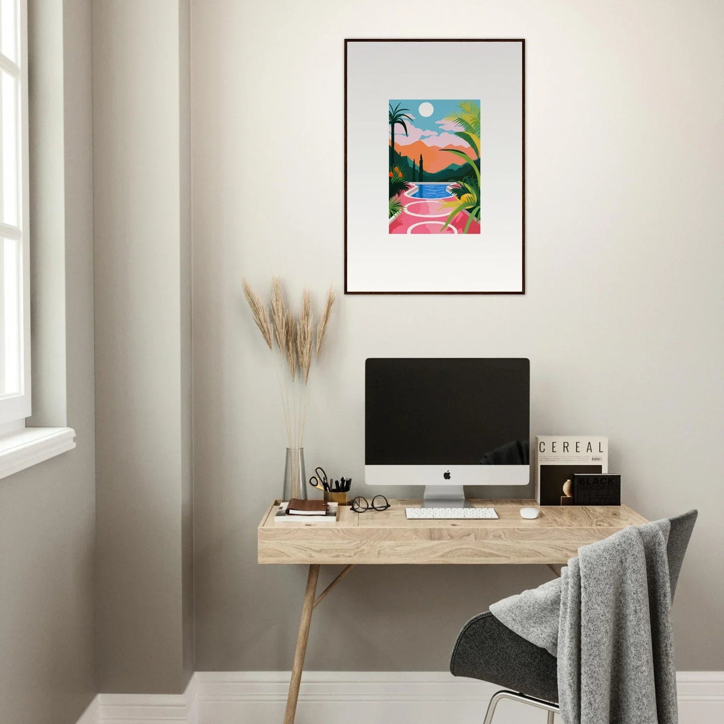 Colorful abstract landscape canvas print titled Sunset Epiphany for trendy room decoration