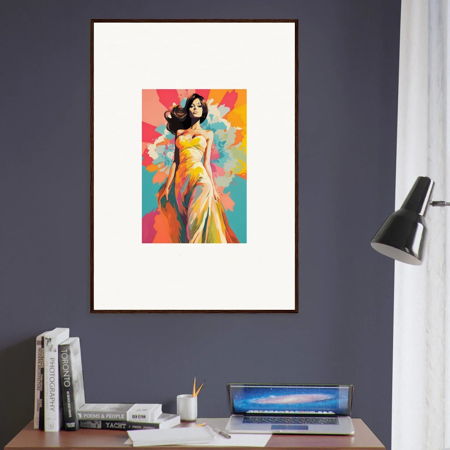 Colorful portrait in yellow dress with vibrant background from Nebulae Beauty Ascends special edition art™