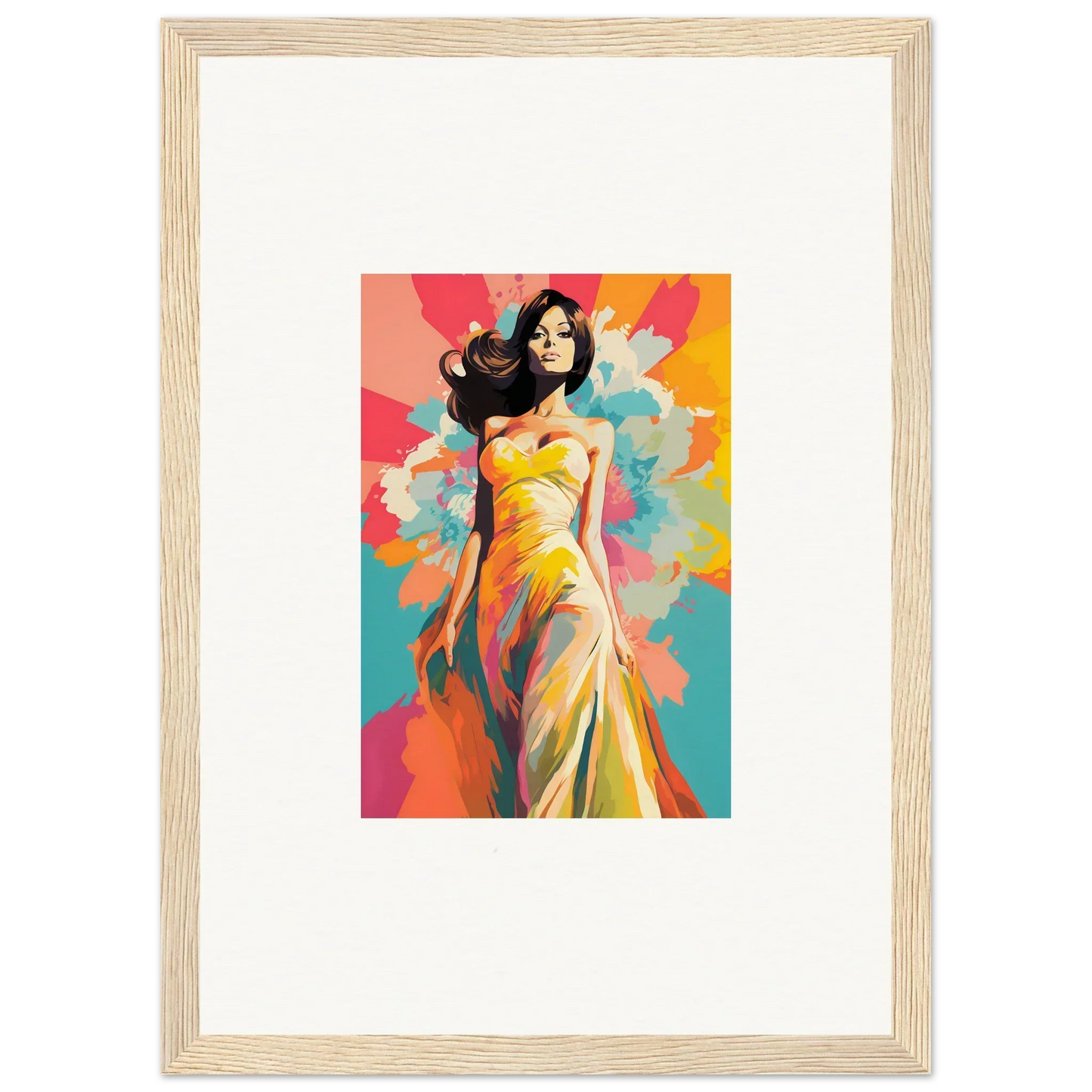 Colorful fashion illustration of a woman in yellow dress from Nebulae Beauty Ascends special edition art™
