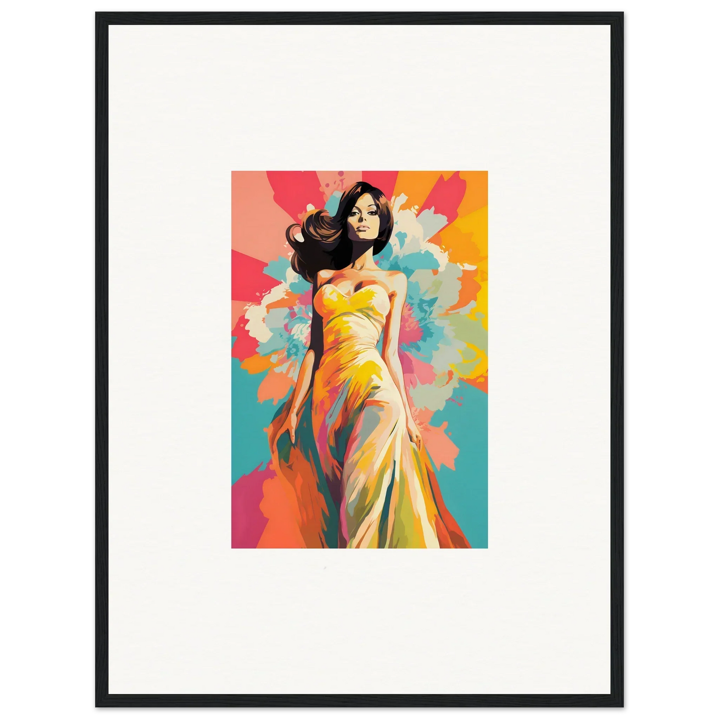 A woman in a vibrant yellow dress, part of Nebulae Beauty Ascends art series