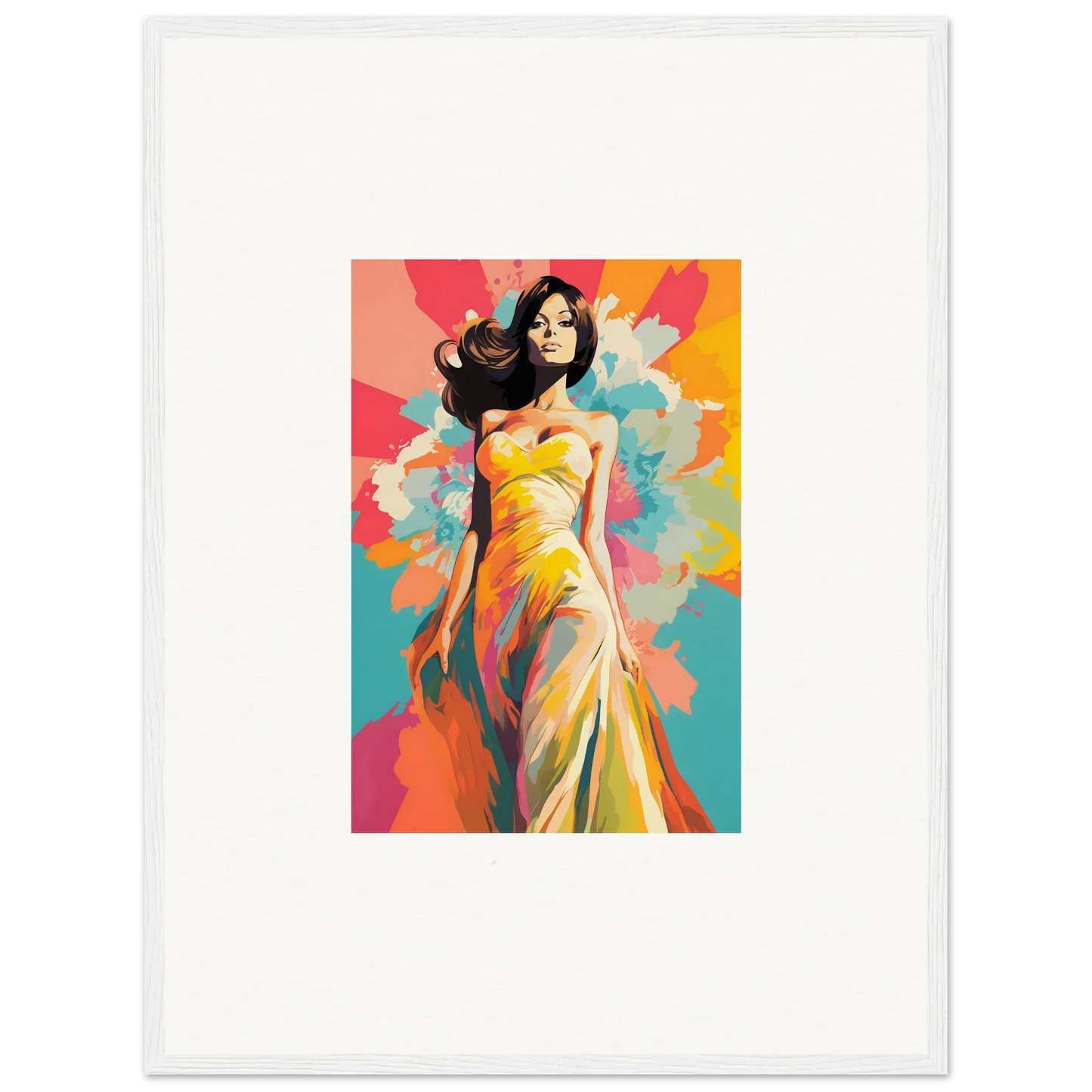 Colorful woman in a yellow dress for Nebulae Beauty Ascends special edition art™