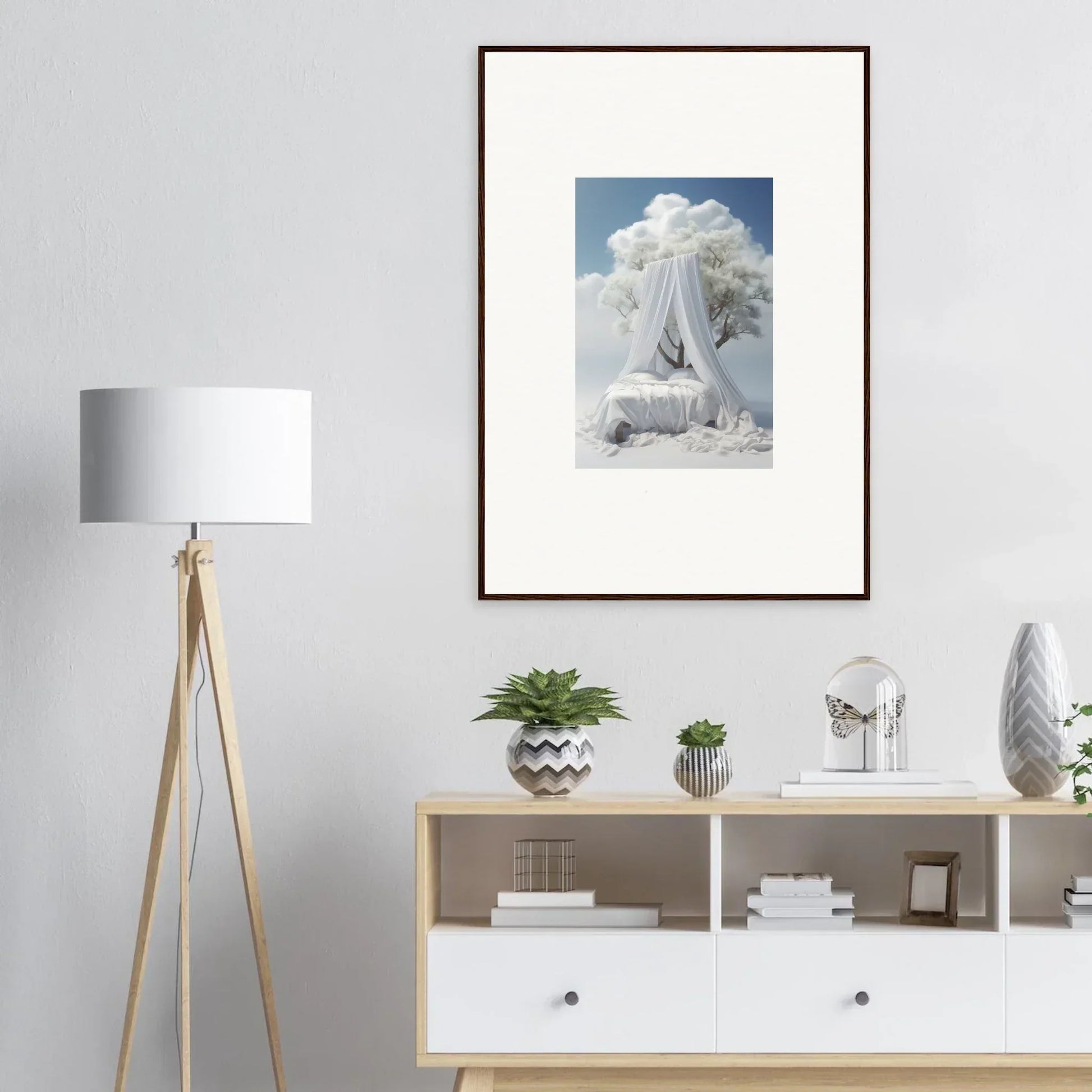 Framed photograph of an ice-covered lighthouse for your room decoration vibe