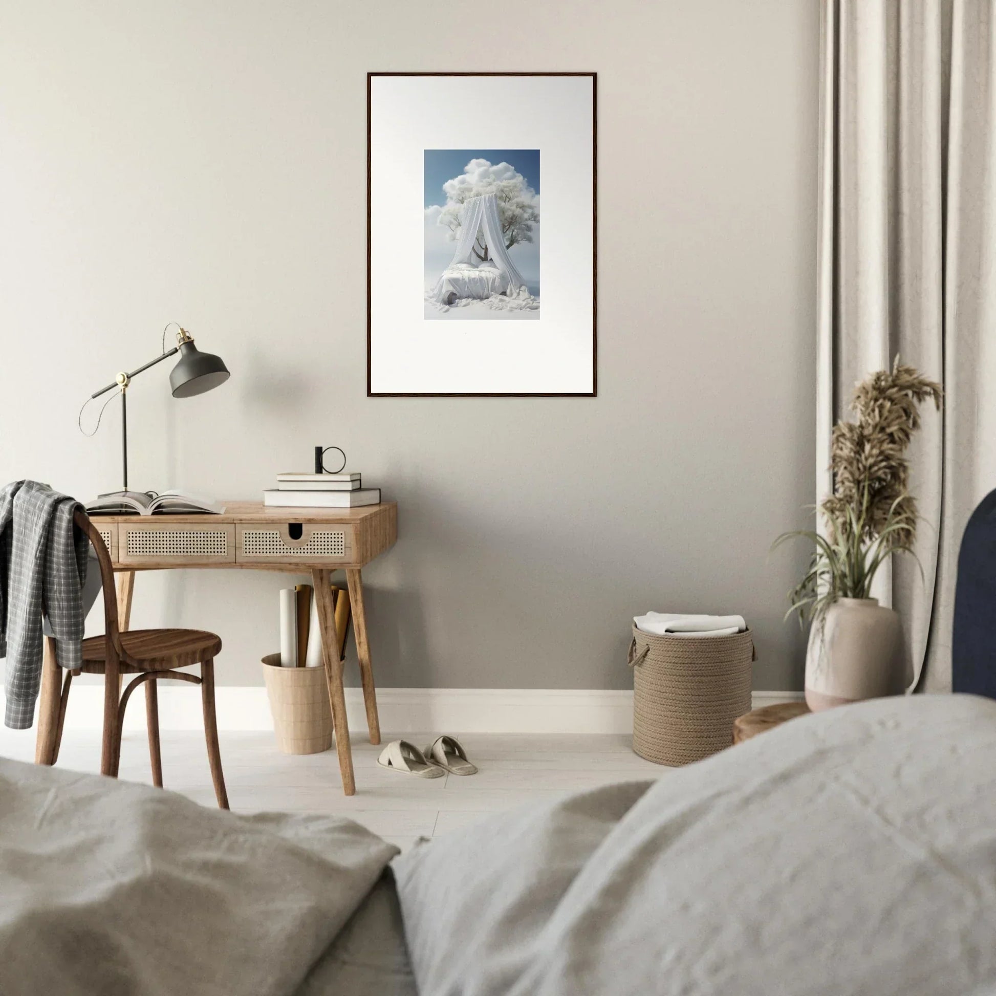 Framed canvas print of a polar bear in a snowy landscape for your room decoration