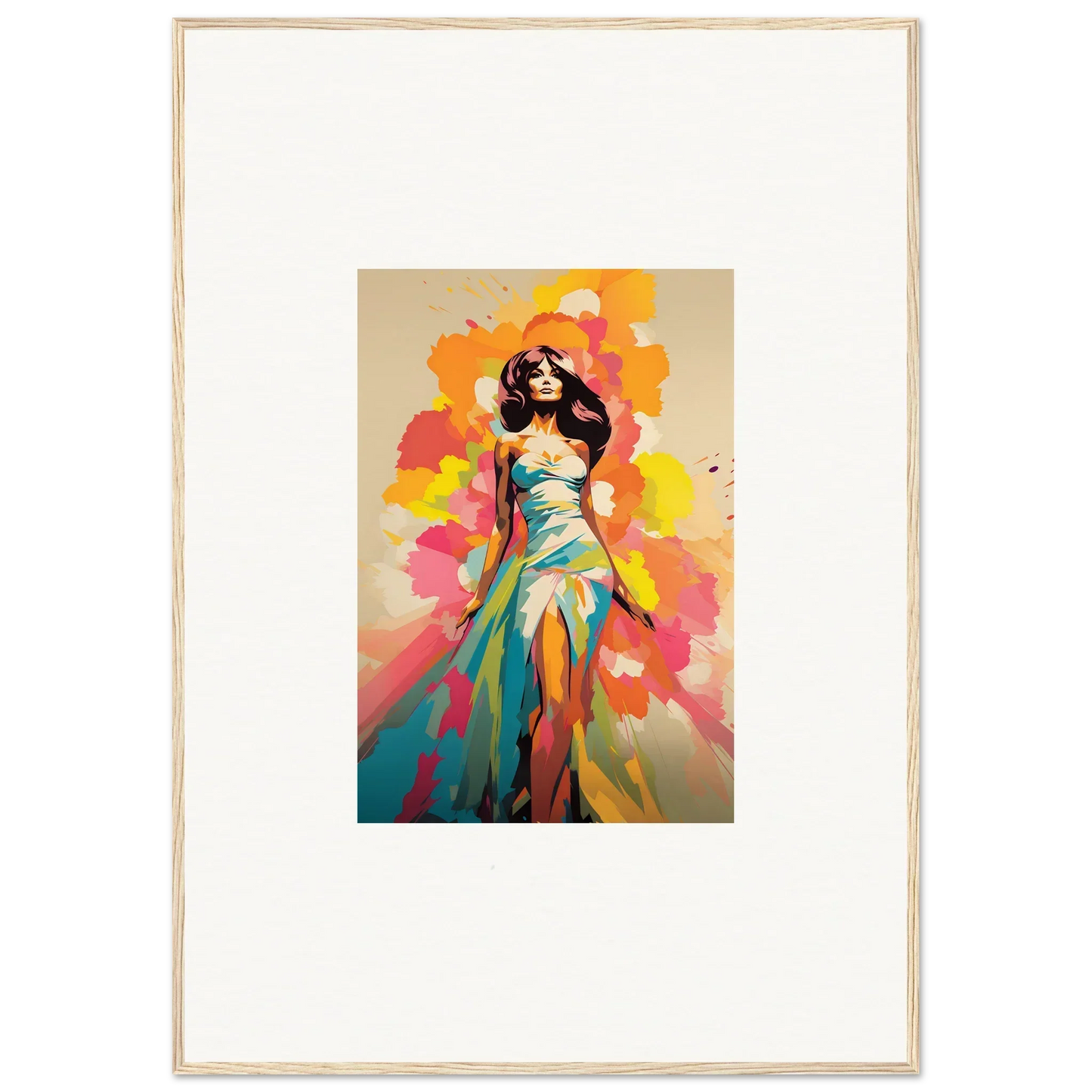Colorful fashion illustration of a figure in a turquoise gown for Nectar Dreampapillonsexus