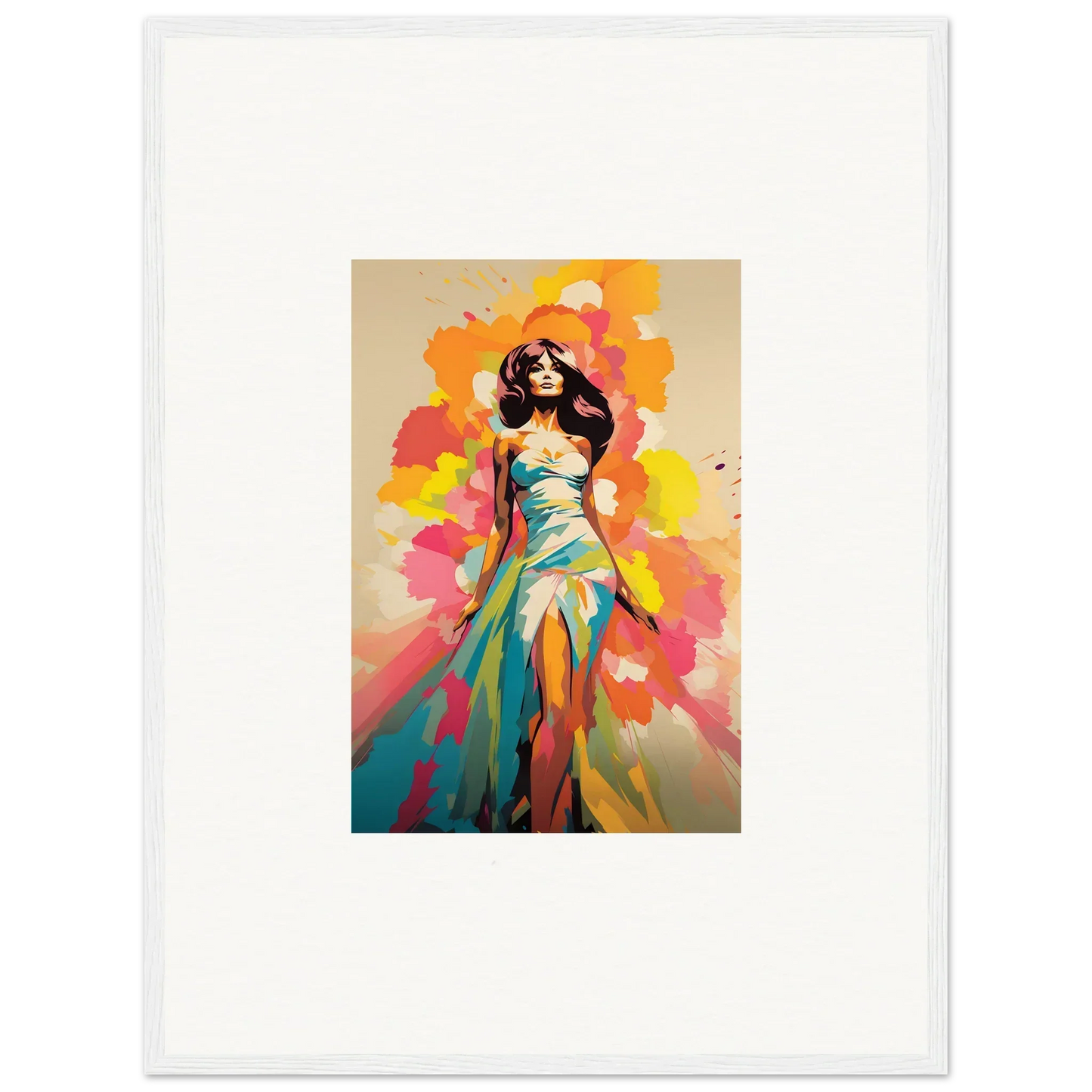 Colorful fashion illustration of a model in a turquoise evening gown for Nectar Dreampapillonsexus