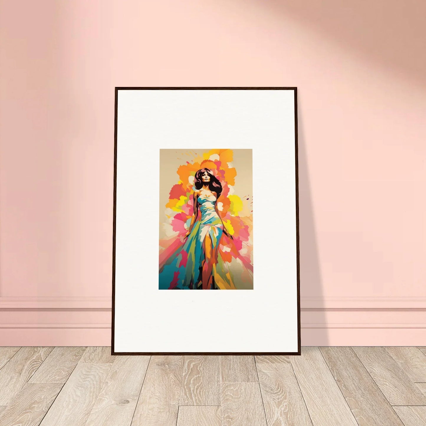 Framed Nectar Dreampapillonsexus artwork of a colorful figure with vibrant background