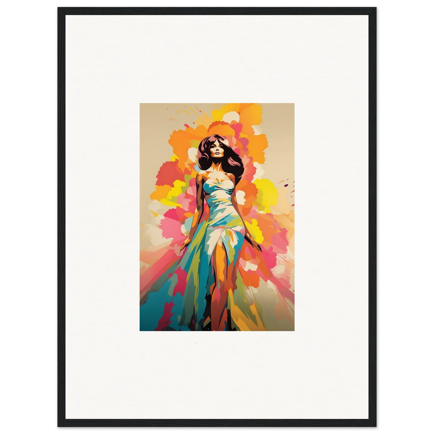 A stunning figure in a turquoise and gold gown against vibrant watercolor for Nectar Dreampapillonsexus