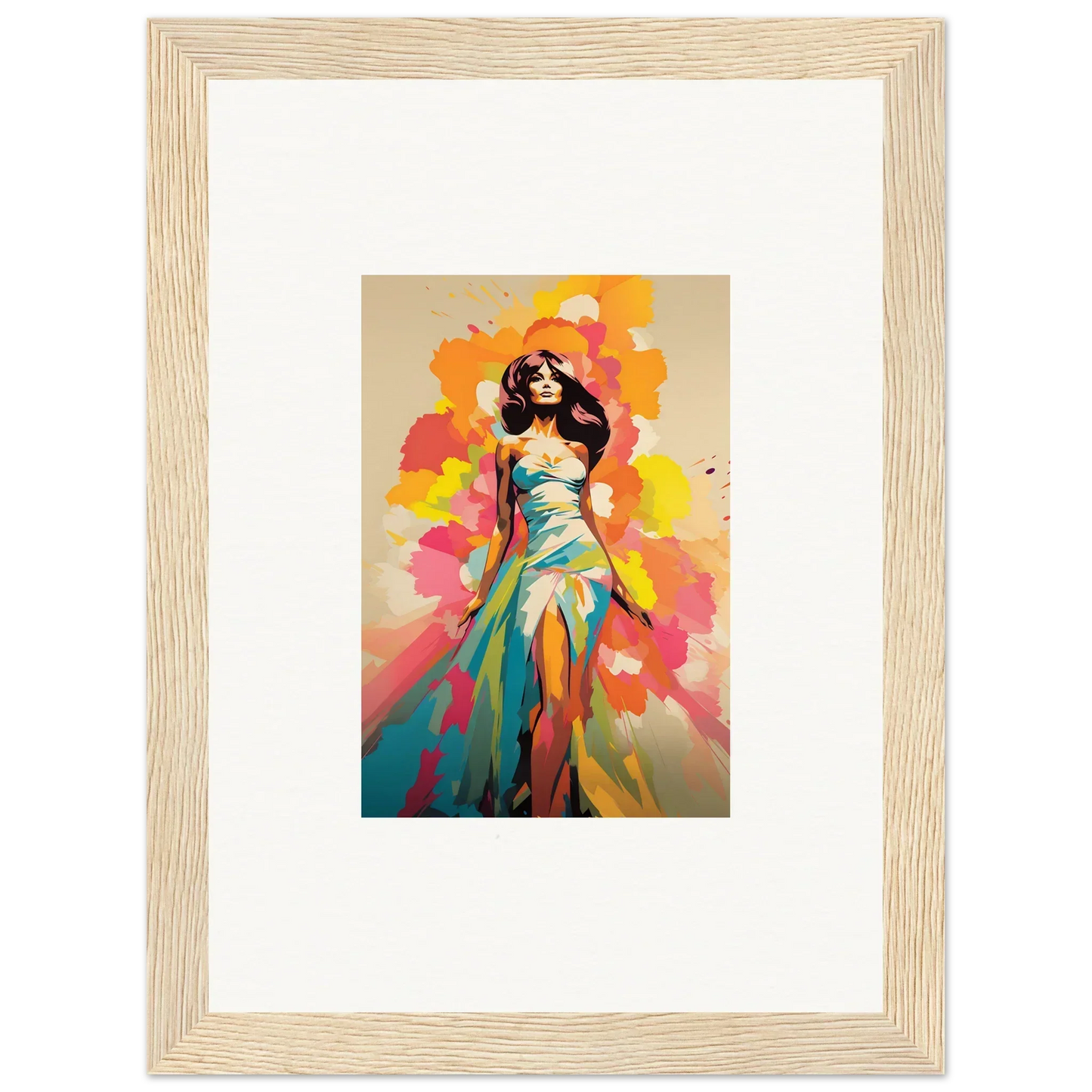 Colorful fashion illustration of a figure in a turquoise gown for Nectar Dreampapillonsexus