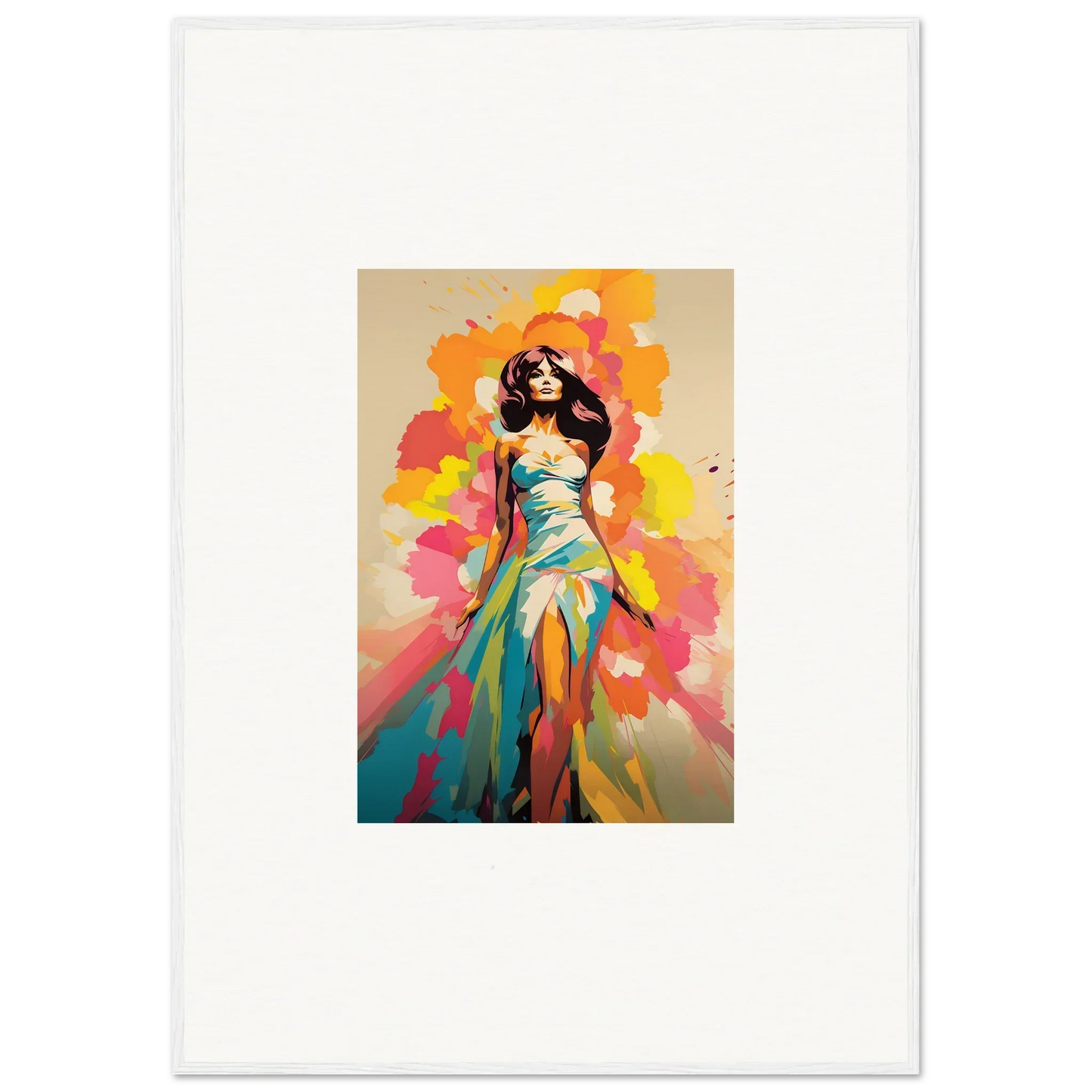 Colorful fashion illustration of a turquoise and orange gown from Nectar Dreampapillonsexus