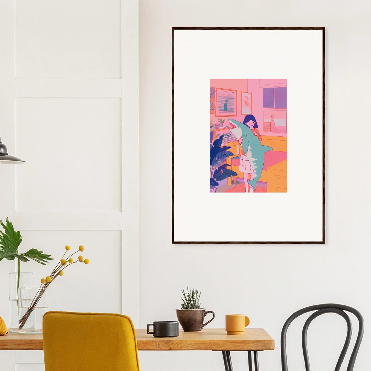 Colorful canvas print of a person with plants, perfect for blog fables and room decoration
