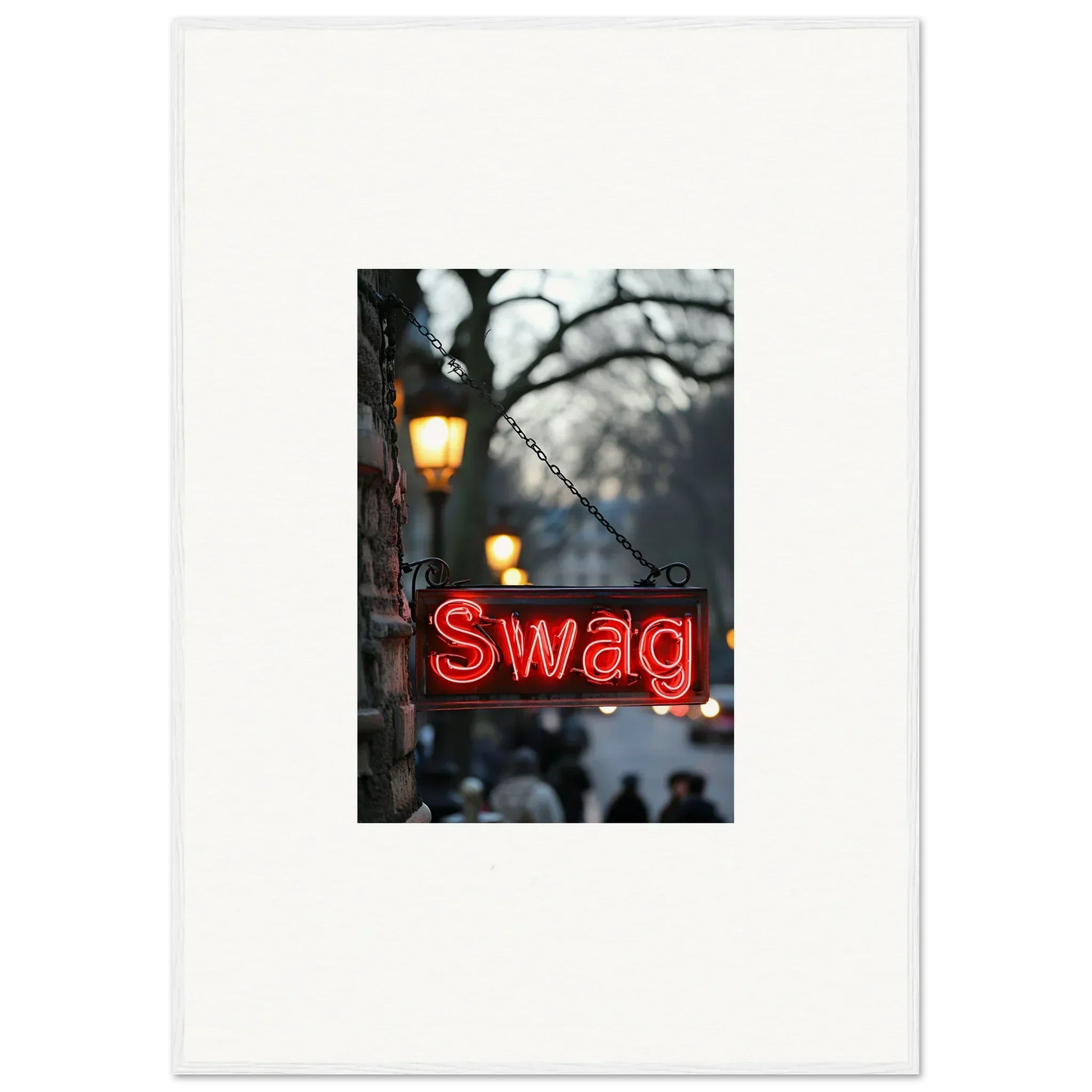 Glowing red neon sign saying Swag, perfect for room decoration and Neon Evoke Essence