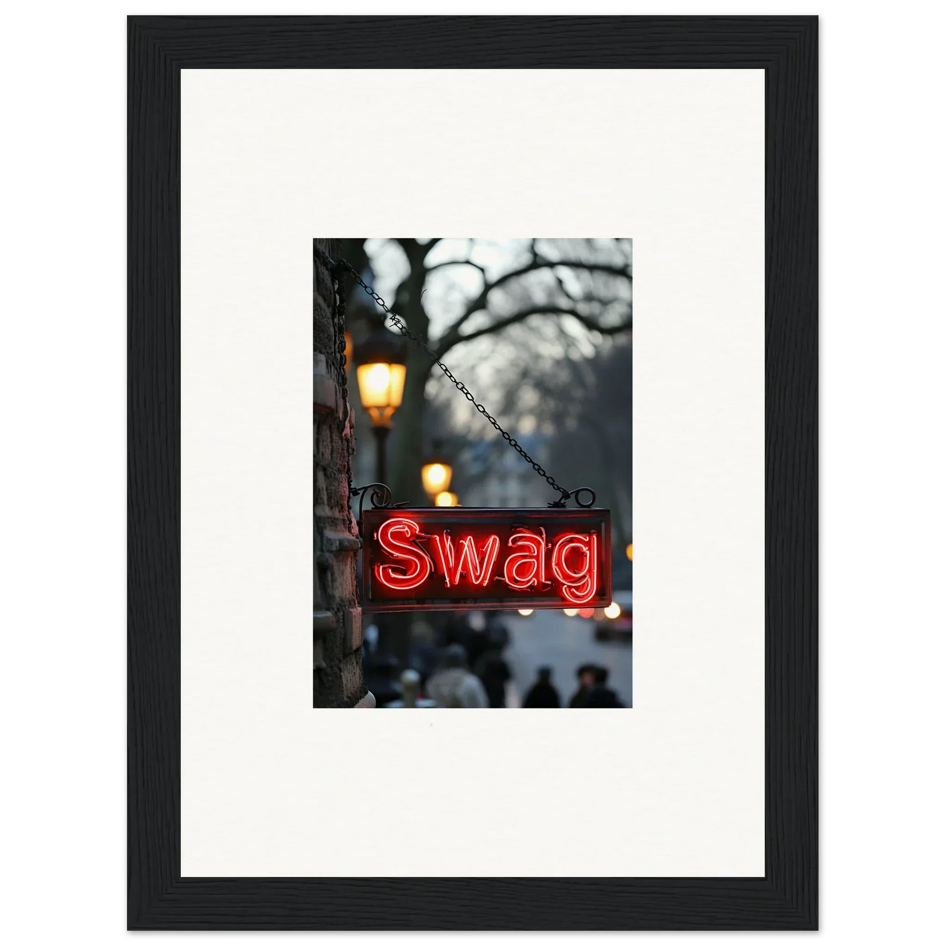 Neon red Swag sign shining bright, perfect for room decoration or a canvas print to evoke essence