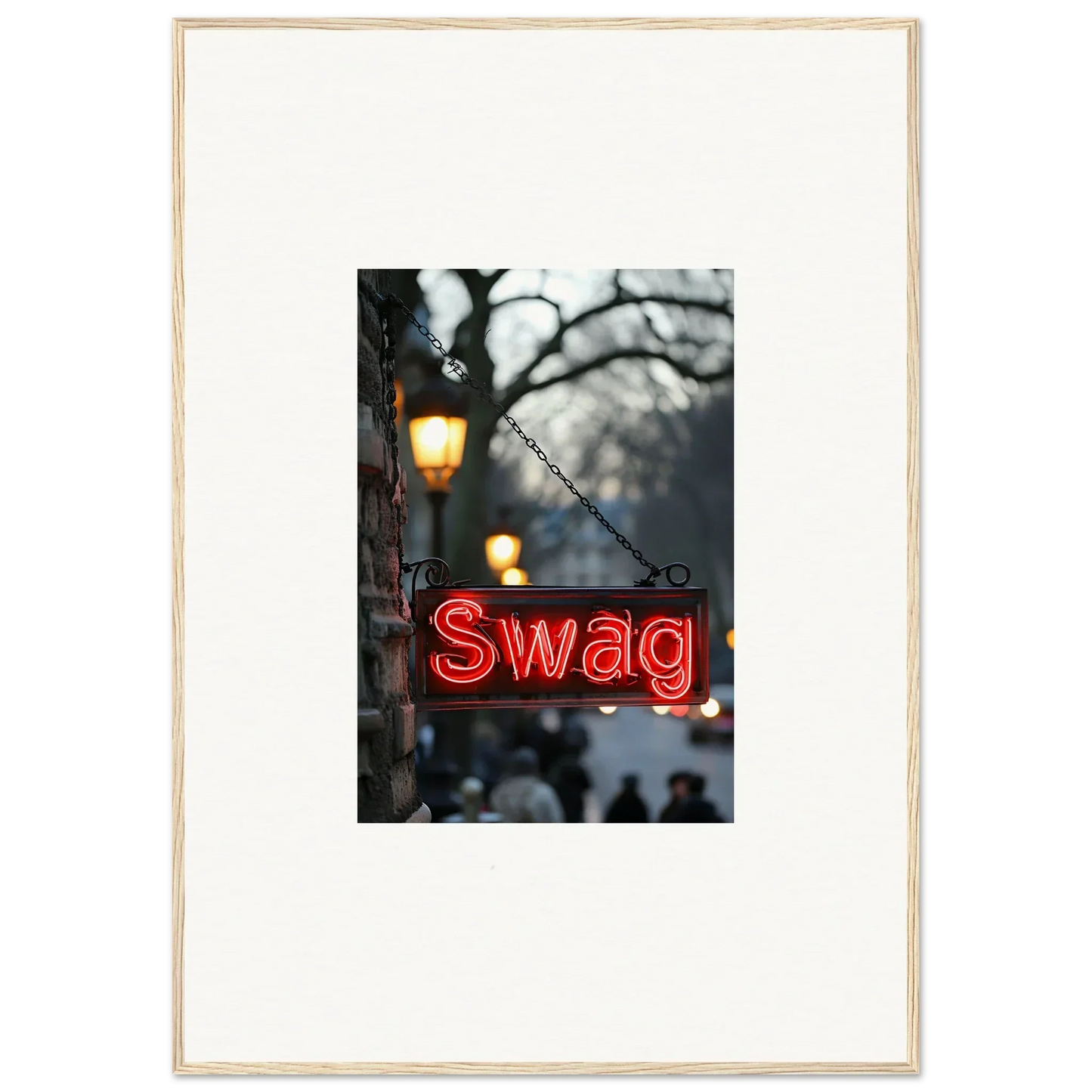 Neon red Swag sign lit up, perfect for room decoration and Evoke Essence vibe
