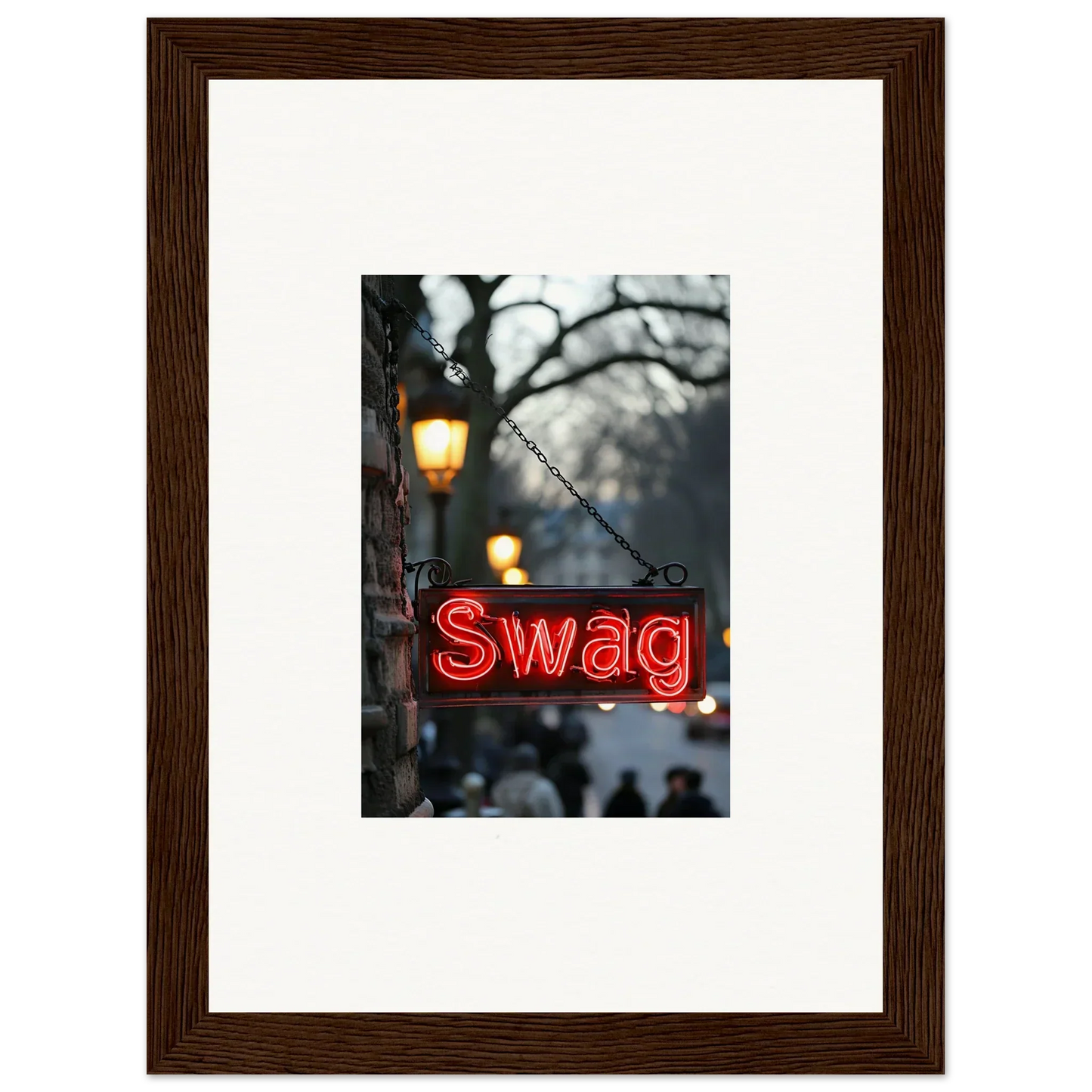 Red neon sign spelling Swag adds urban vibe to room decoration in canvas print