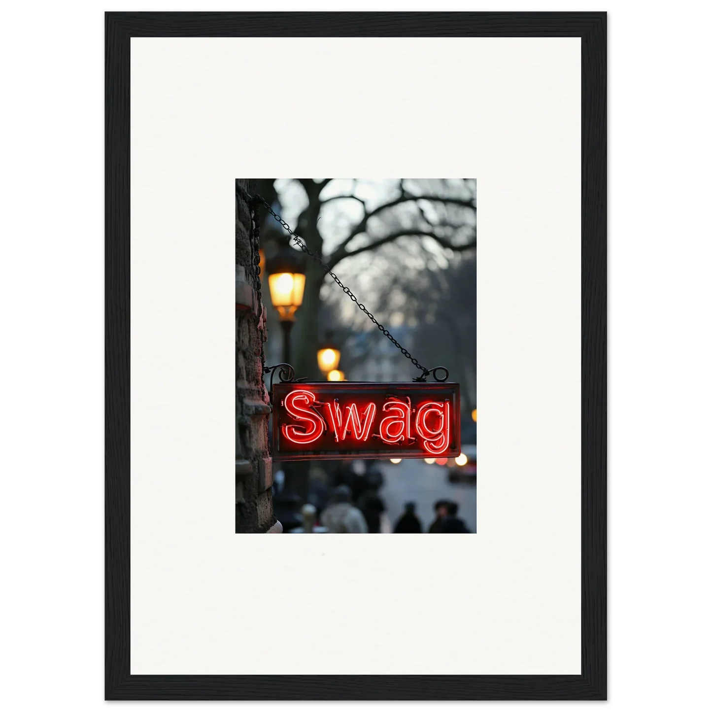Neon red Swag sign lights up a dreamy background, perfect for room decoration and evoke essence