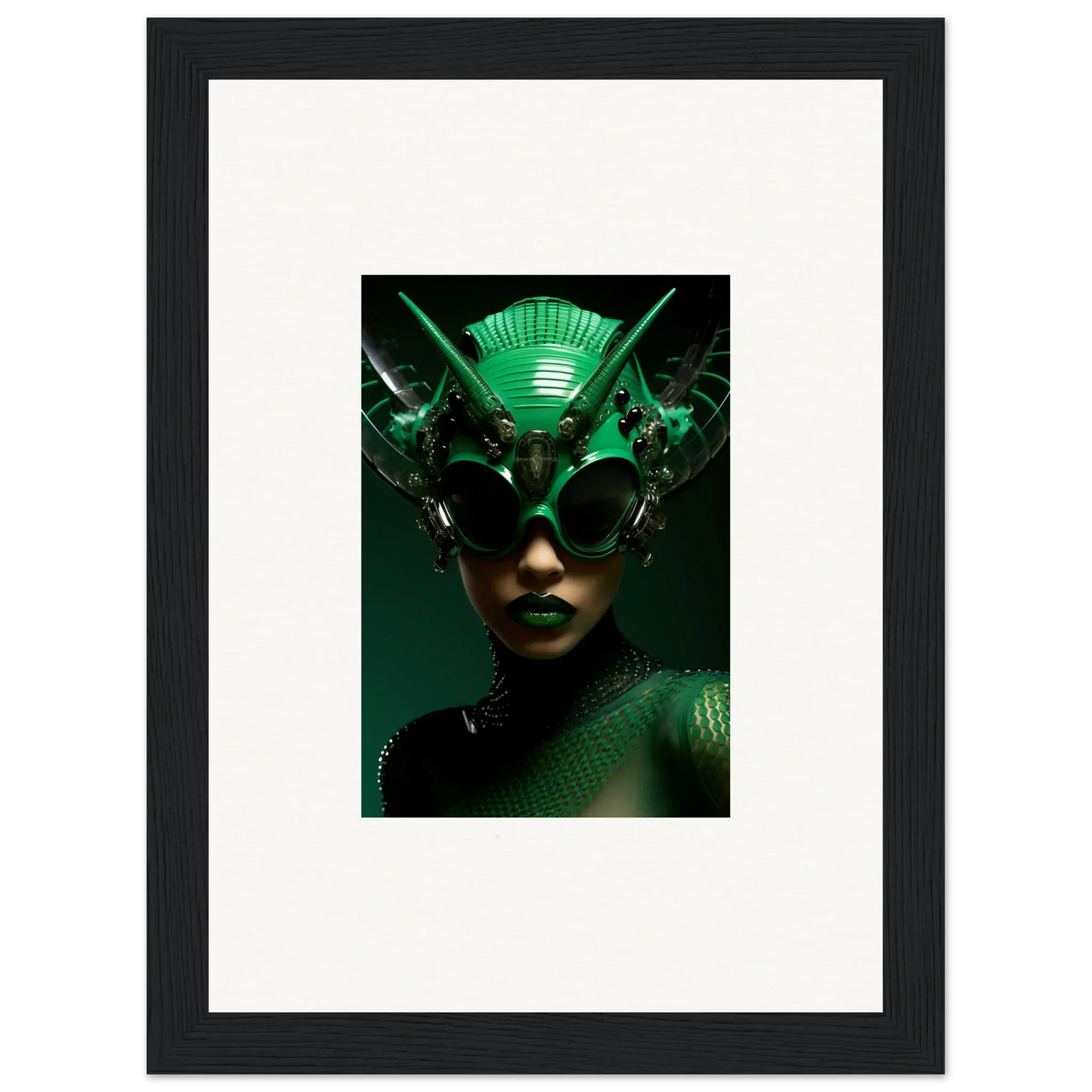 Futuristic Neon Nebula Empress headpiece with metallic elements for unique room decor