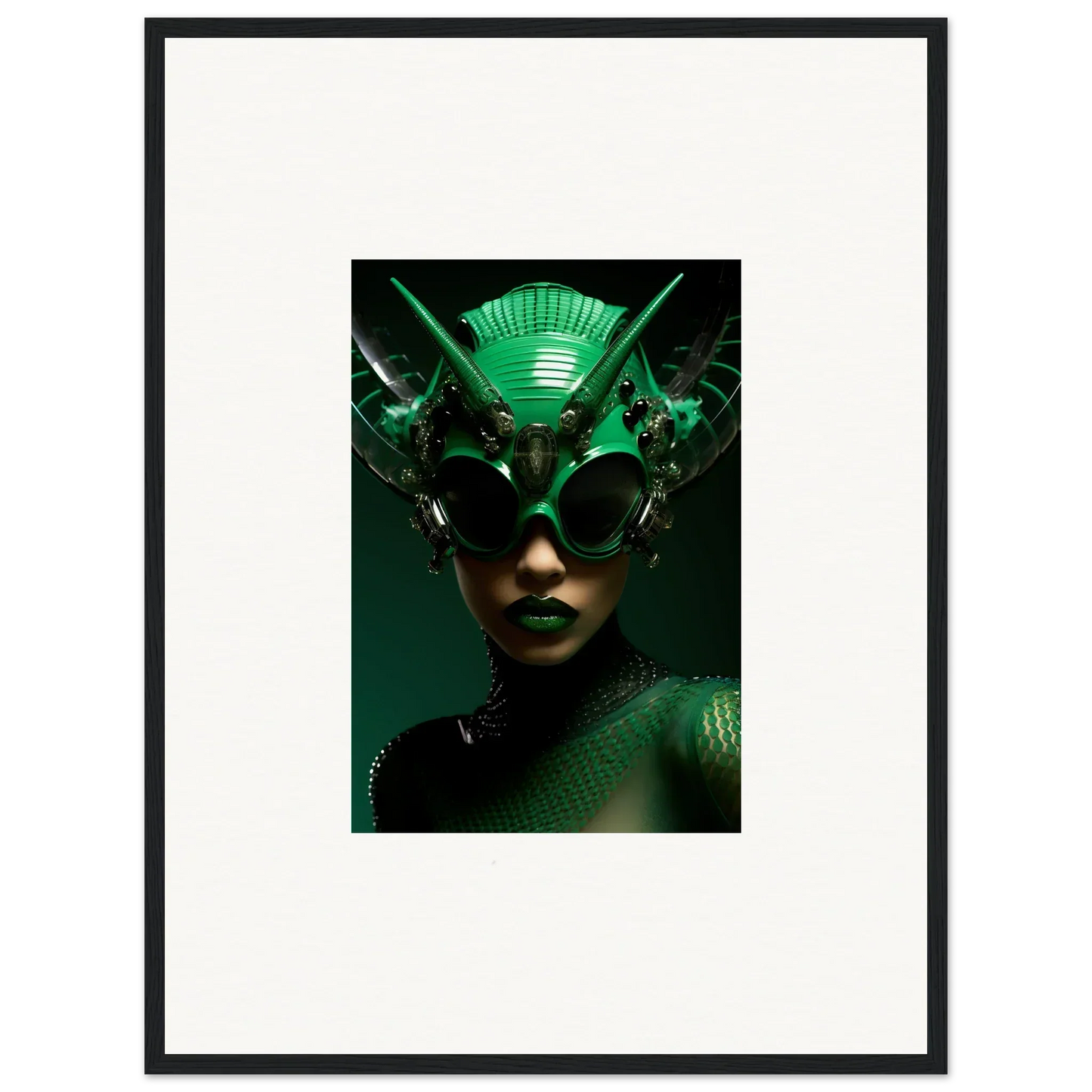 Futuristic portrait of the Neon Nebula Empress, perfect for room decor as framed wall art