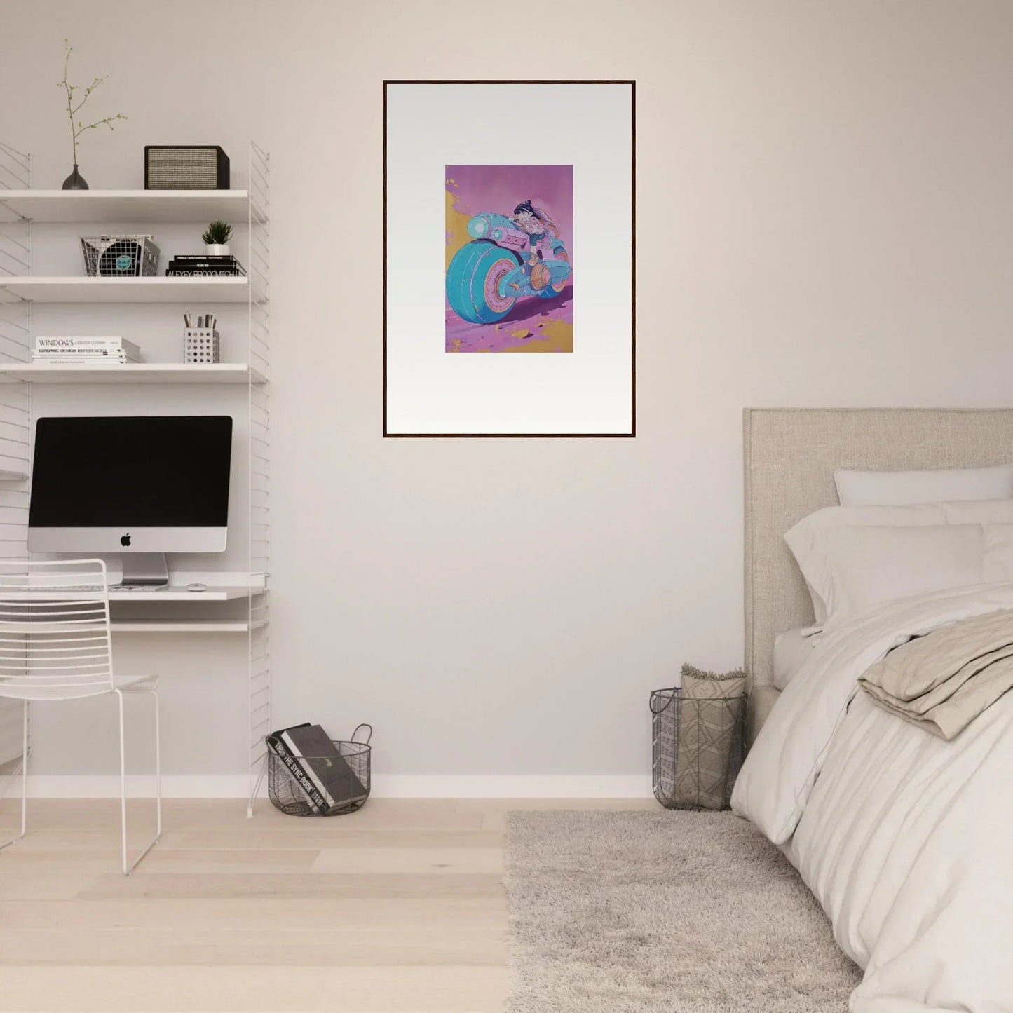Framed canvas print of a colorful cat for vibrant room decoration with a ripples palette