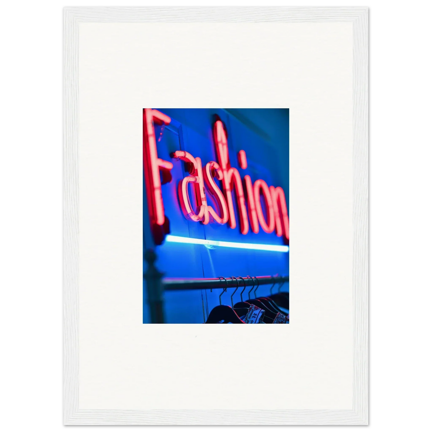 Bright pink neon sign spelling Fashion, perfect for room decoration or wall art