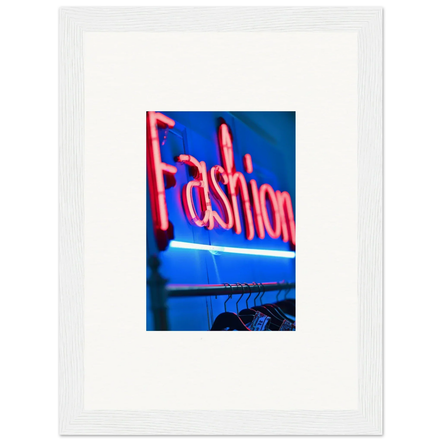 Neon Fashion sign in red on blue, perfect wall art for room decoration vibes