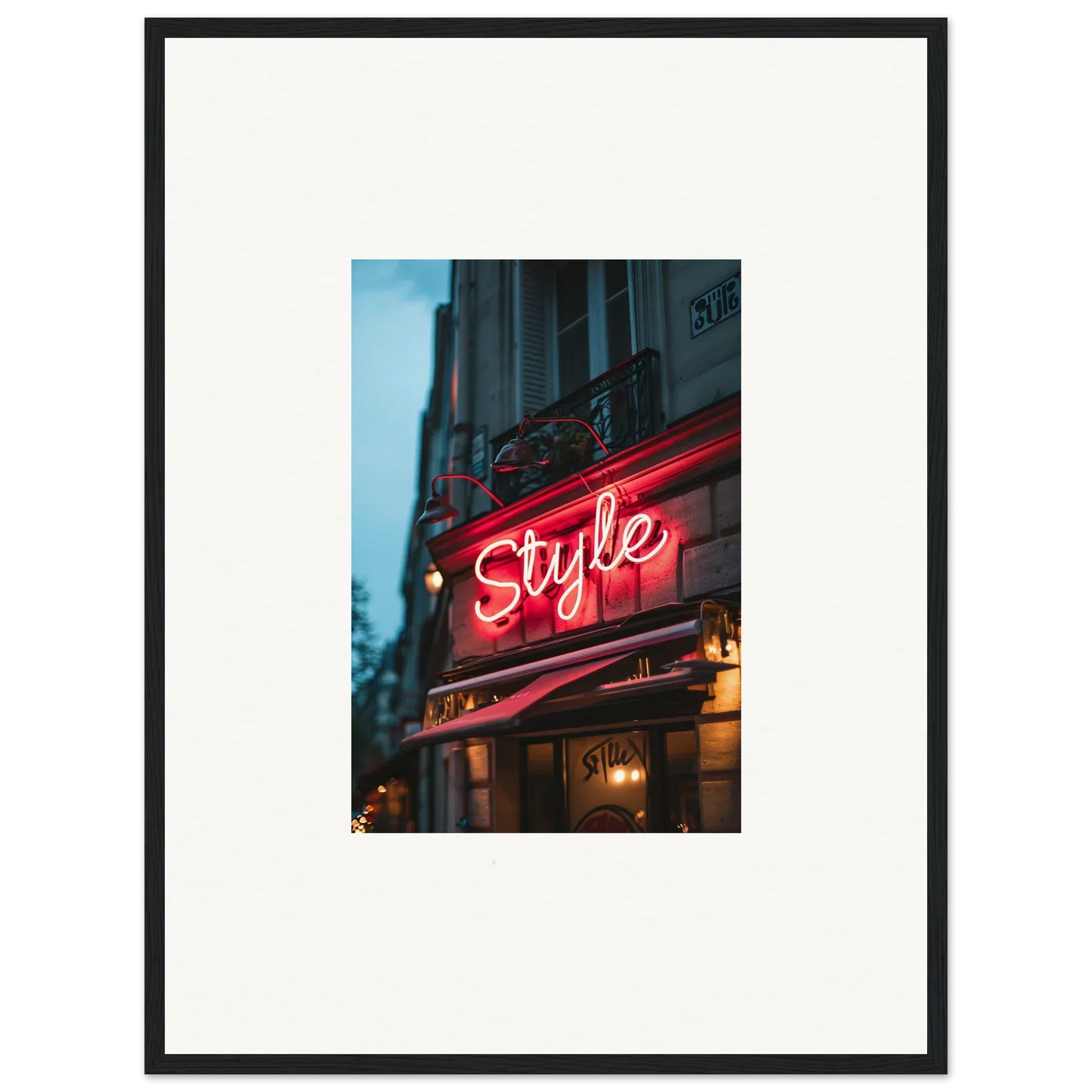 Neon red Style sign on a building for urban dreaming canvas print room decoration