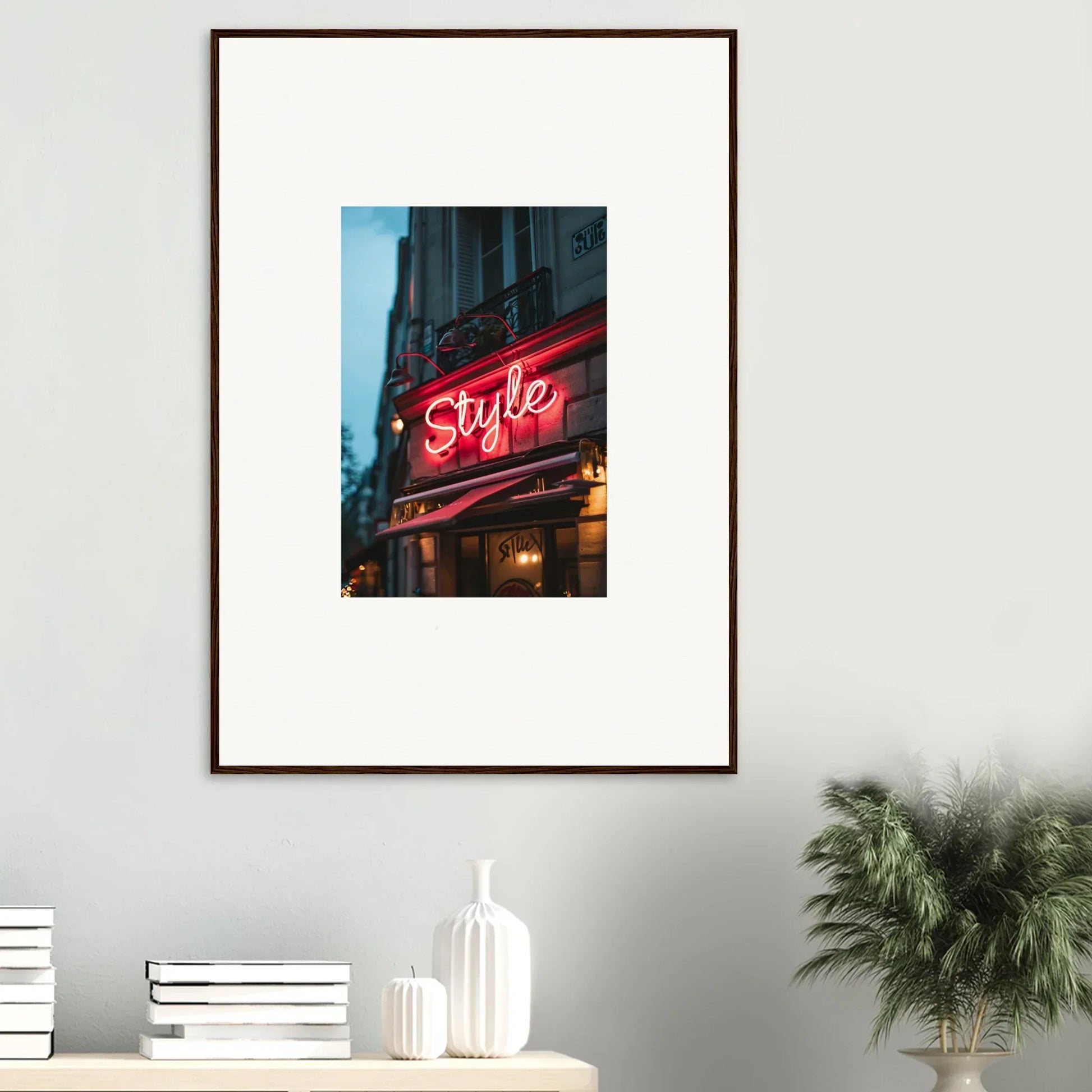 Framed wall art of a neon Style sign, perfect for urban dreaming room decor