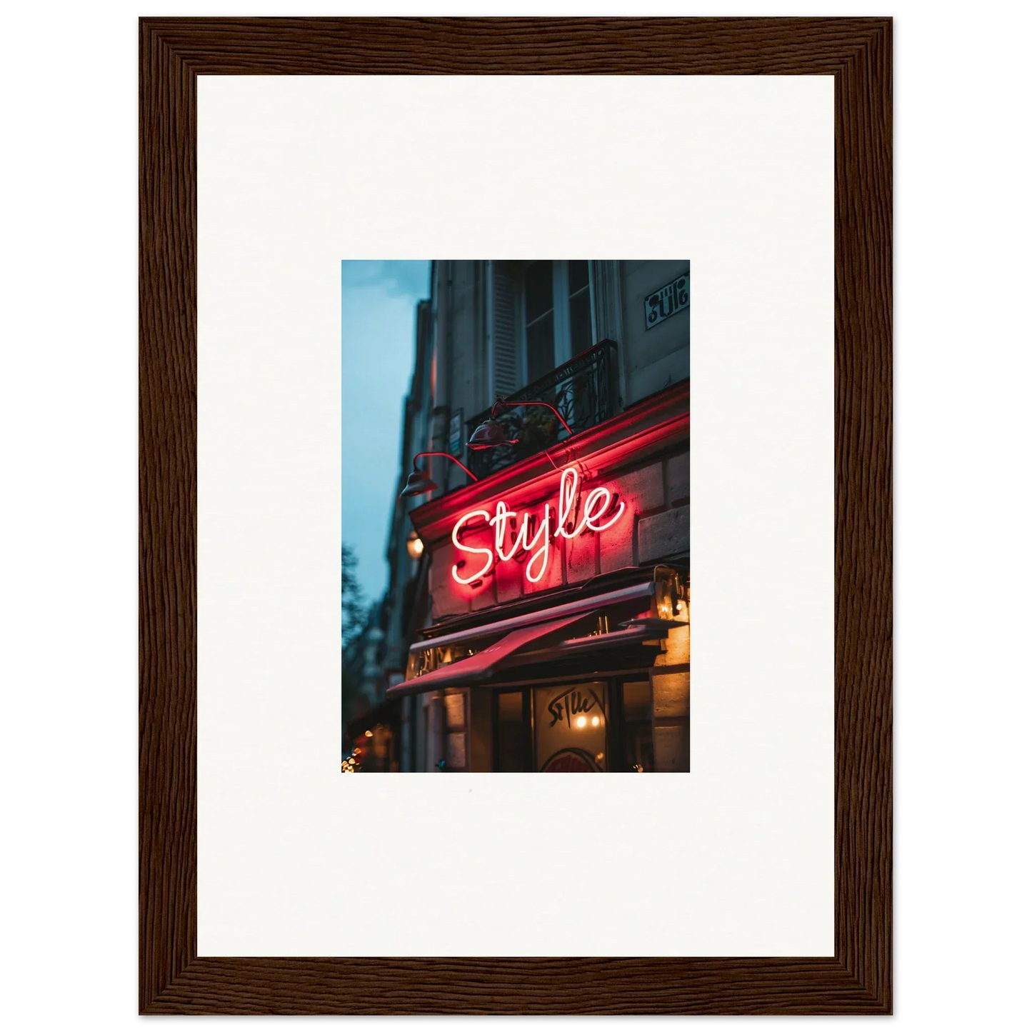 Framed wall art of a neon Style sign showcasing urban dreaming for stylish room decor