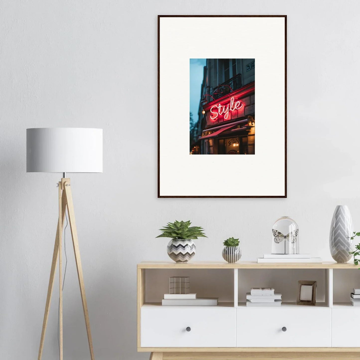 Framed wall art of a neon Style sign for urban dreaming room decor