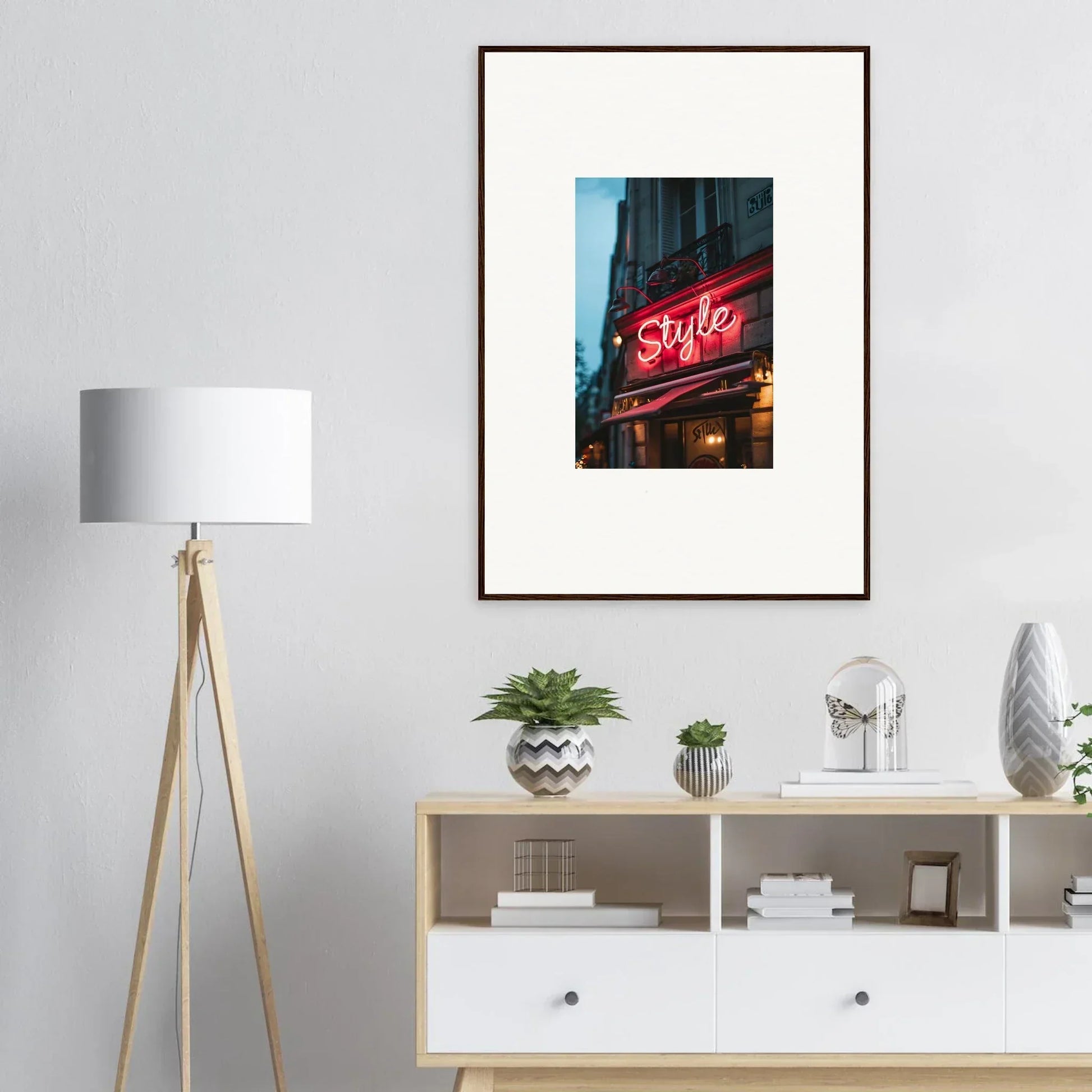 Framed wall art of a neon Style sign for urban dreaming room decor