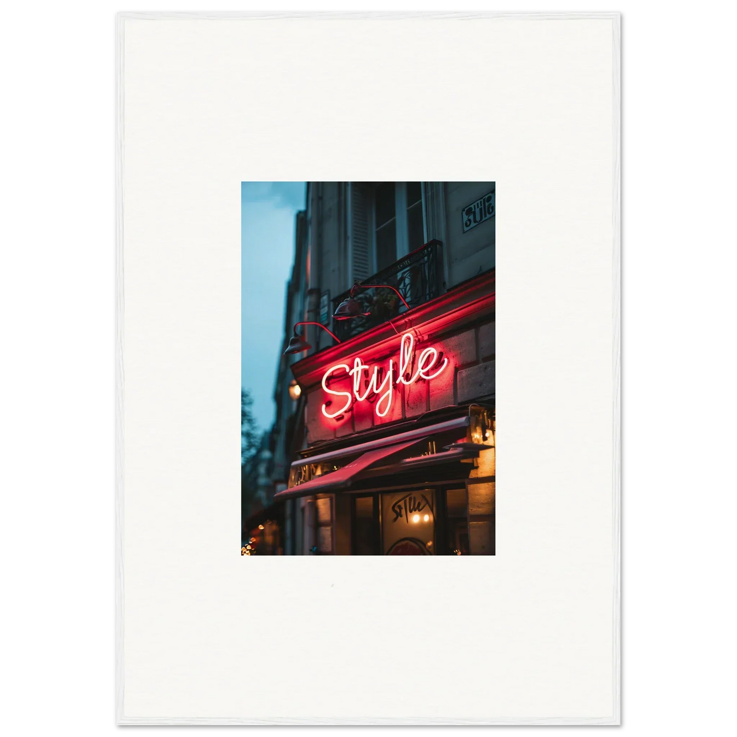 Red cursive neon sign reading Style, perfect for urban dreaming room decor or framed wall art