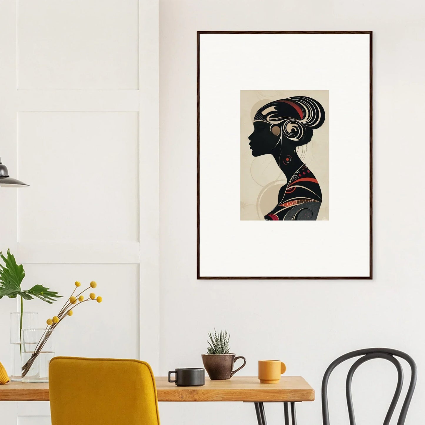 Framed canvas print of a stylish woman’s silhouette for chic room decoration