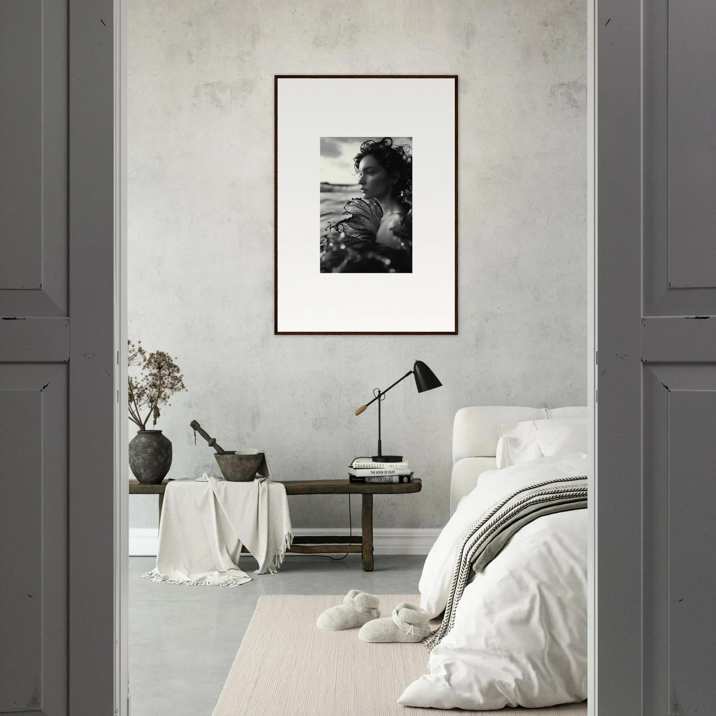Framed black and white Sea Reverie canvas print for stylish room decoration