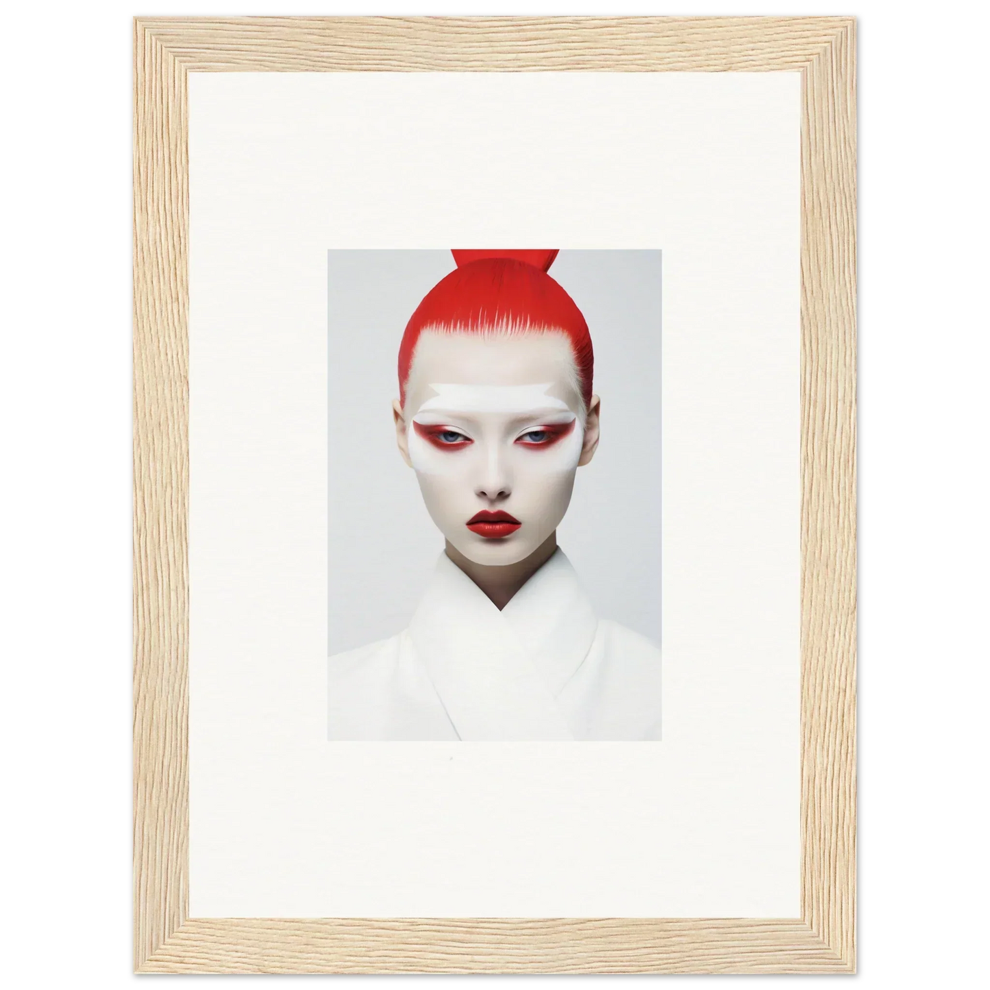 Portrait of a person with red hair and dramatic makeup for framed wall art or canvas prints