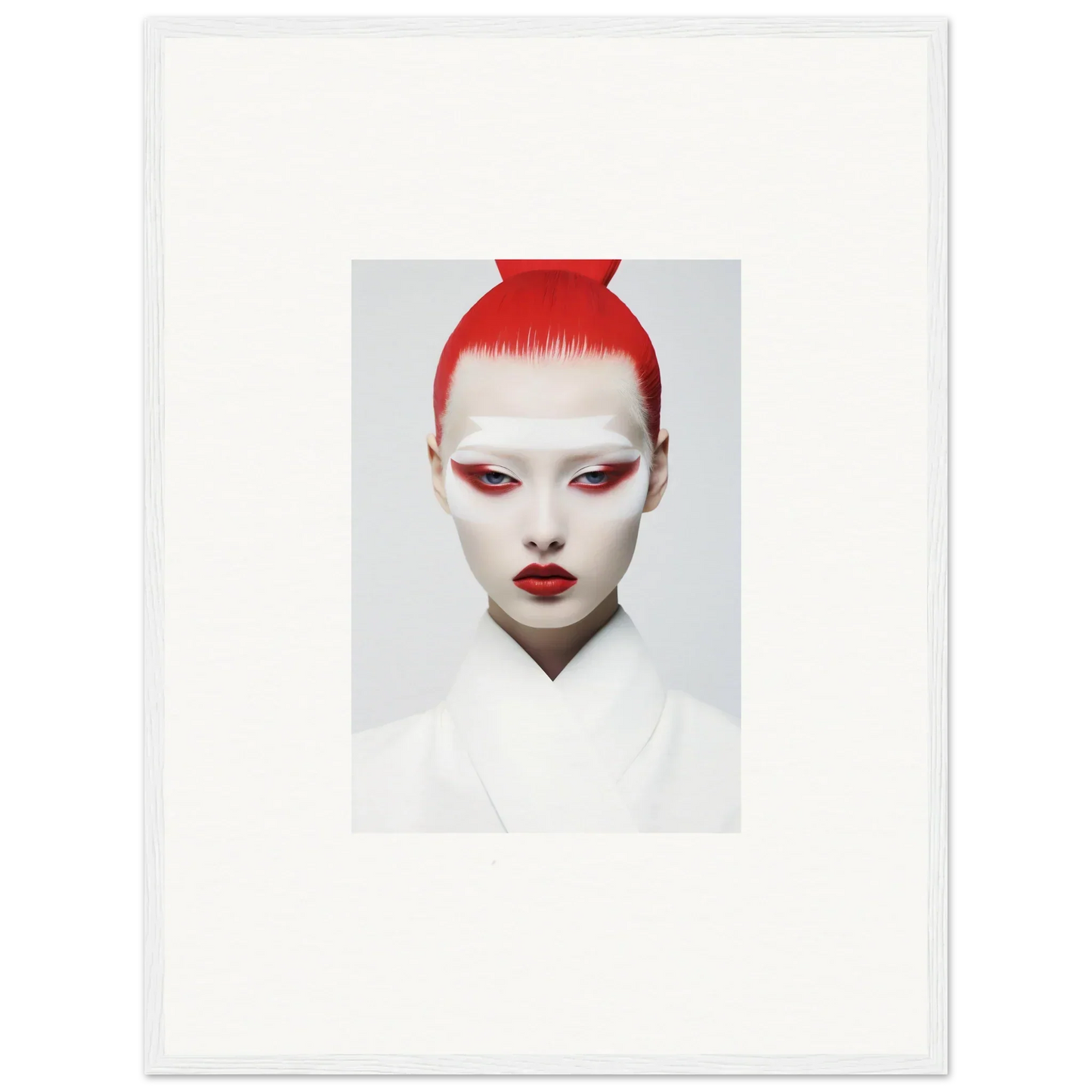 Portrait of a person with red hair and makeup, perfect for framed wall art or canvas prints